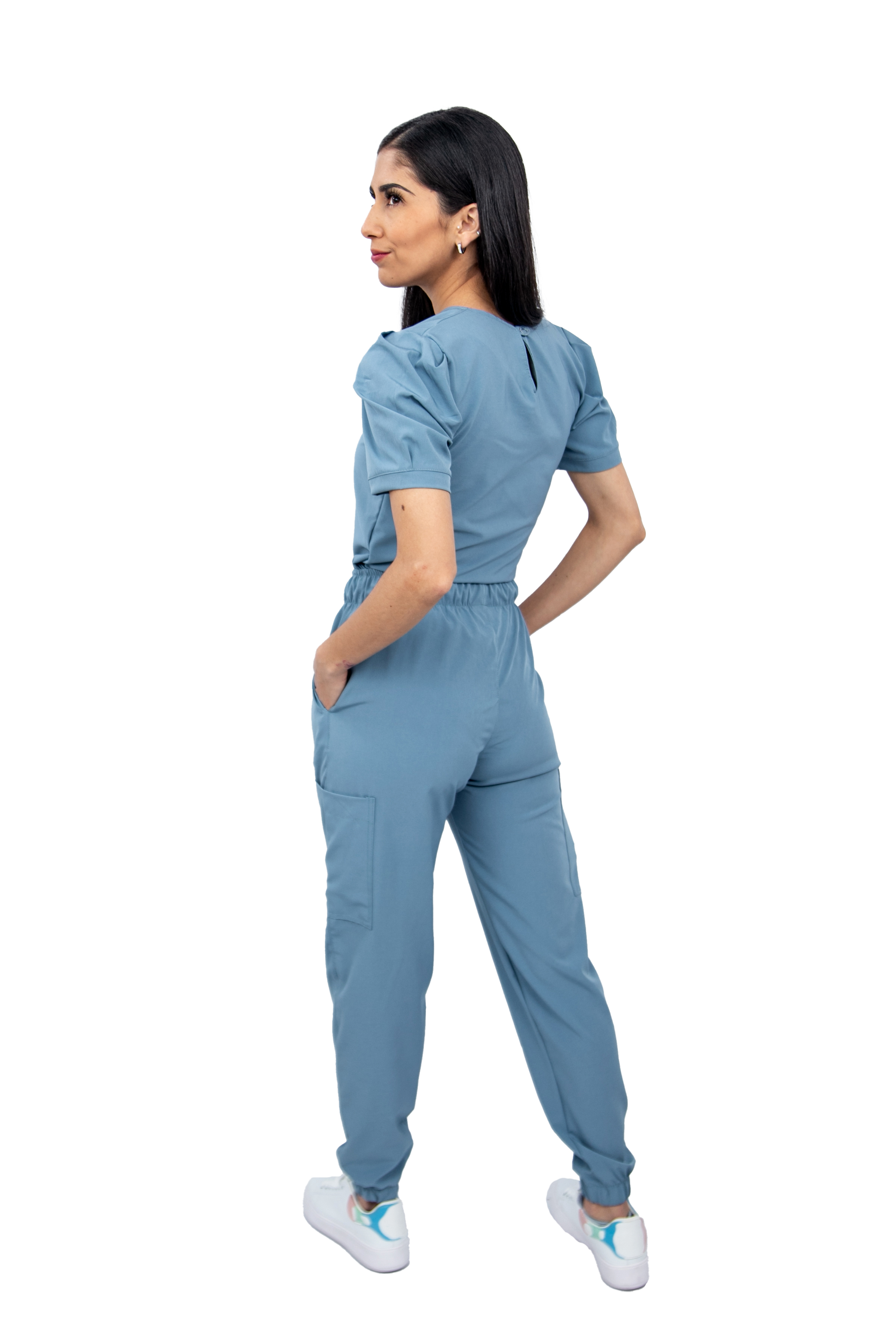 Foto 6 pulgar | Pijama Quirúrgica Mujer Jogger Stretch Antifluido Scrub Eliz Neblina