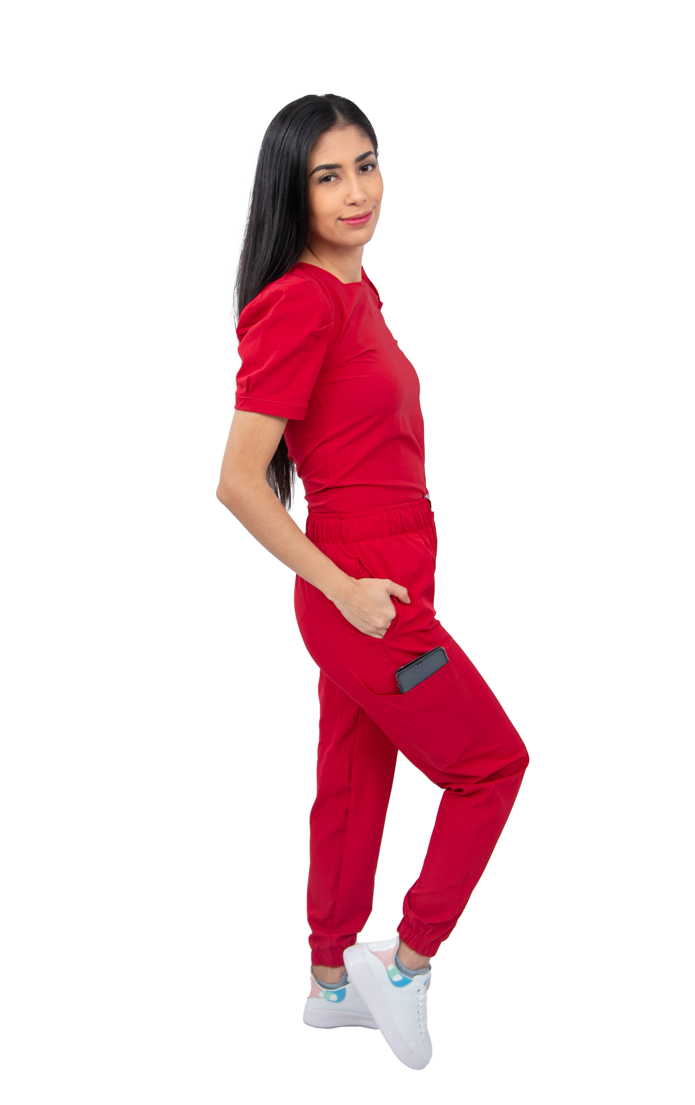 Foto 4 pulgar | Pijama Quirúrgica Antifluido Scrub Roja para Mujer