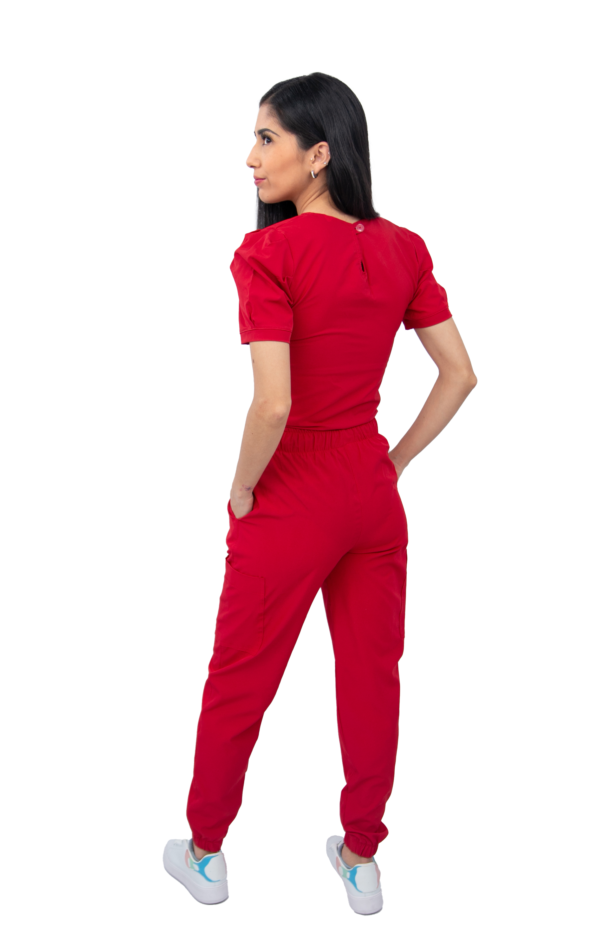 Foto 6 pulgar | Pijama Quirúrgica Antifluido Scrub Roja para Mujer