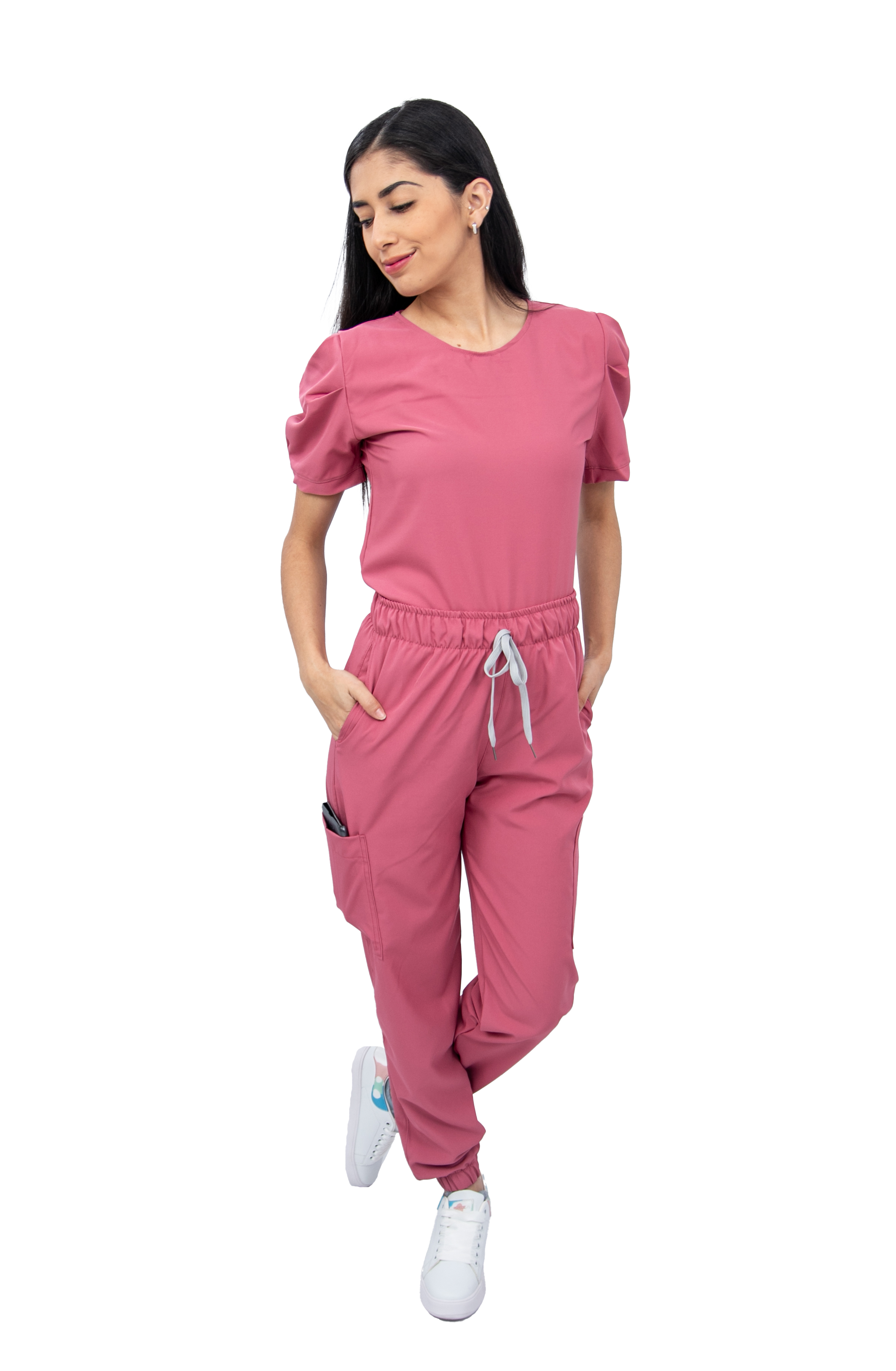 Foto 2 pulgar | Pijama Quirúrgica de Mujer Jogger Stretch Antifluido Scrub Eliz Palo Rosa