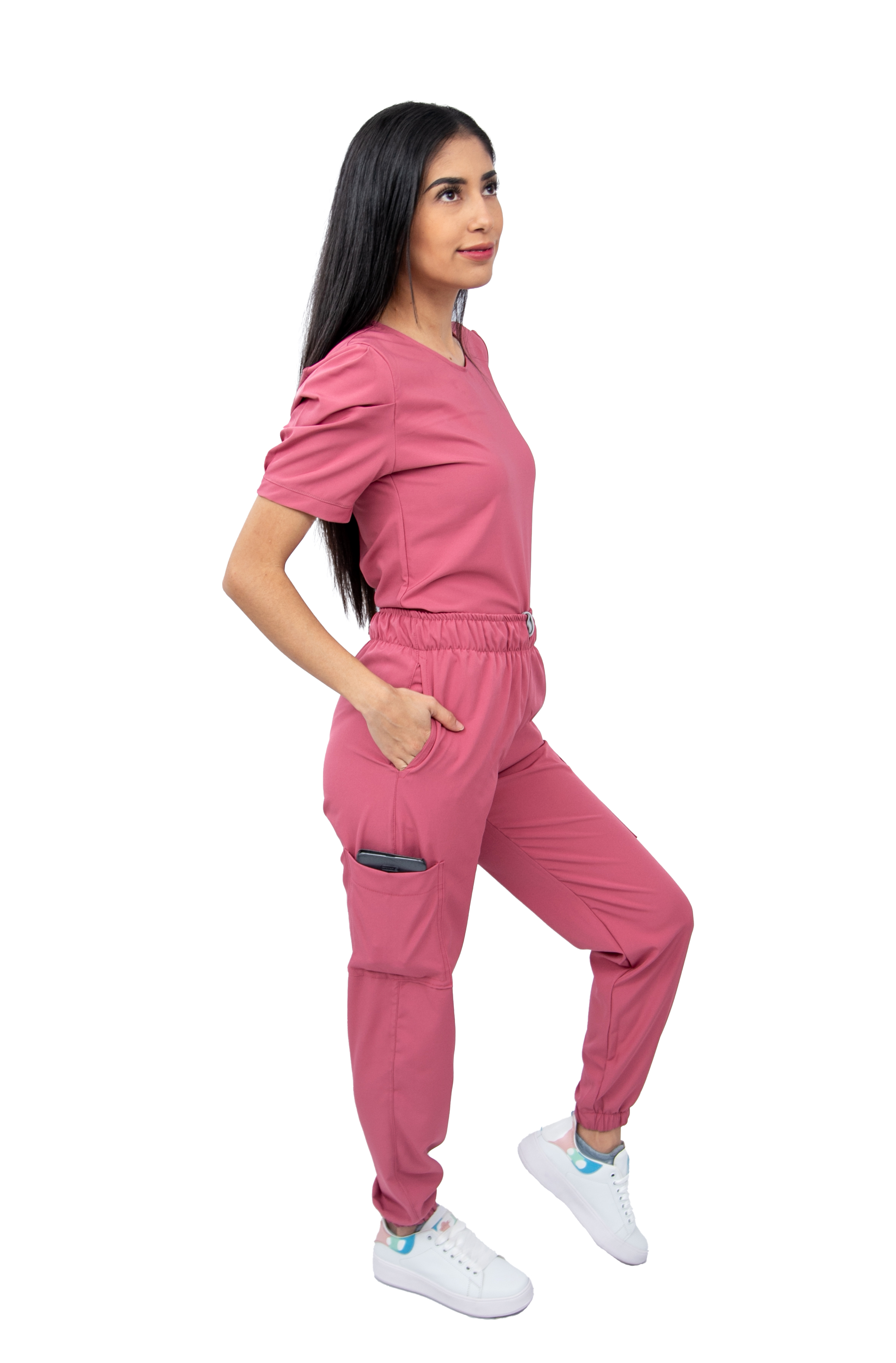 Foto 4 pulgar | Pijama Quirúrgica de Mujer Jogger Stretch Antifluido Scrub Eliz Palo Rosa