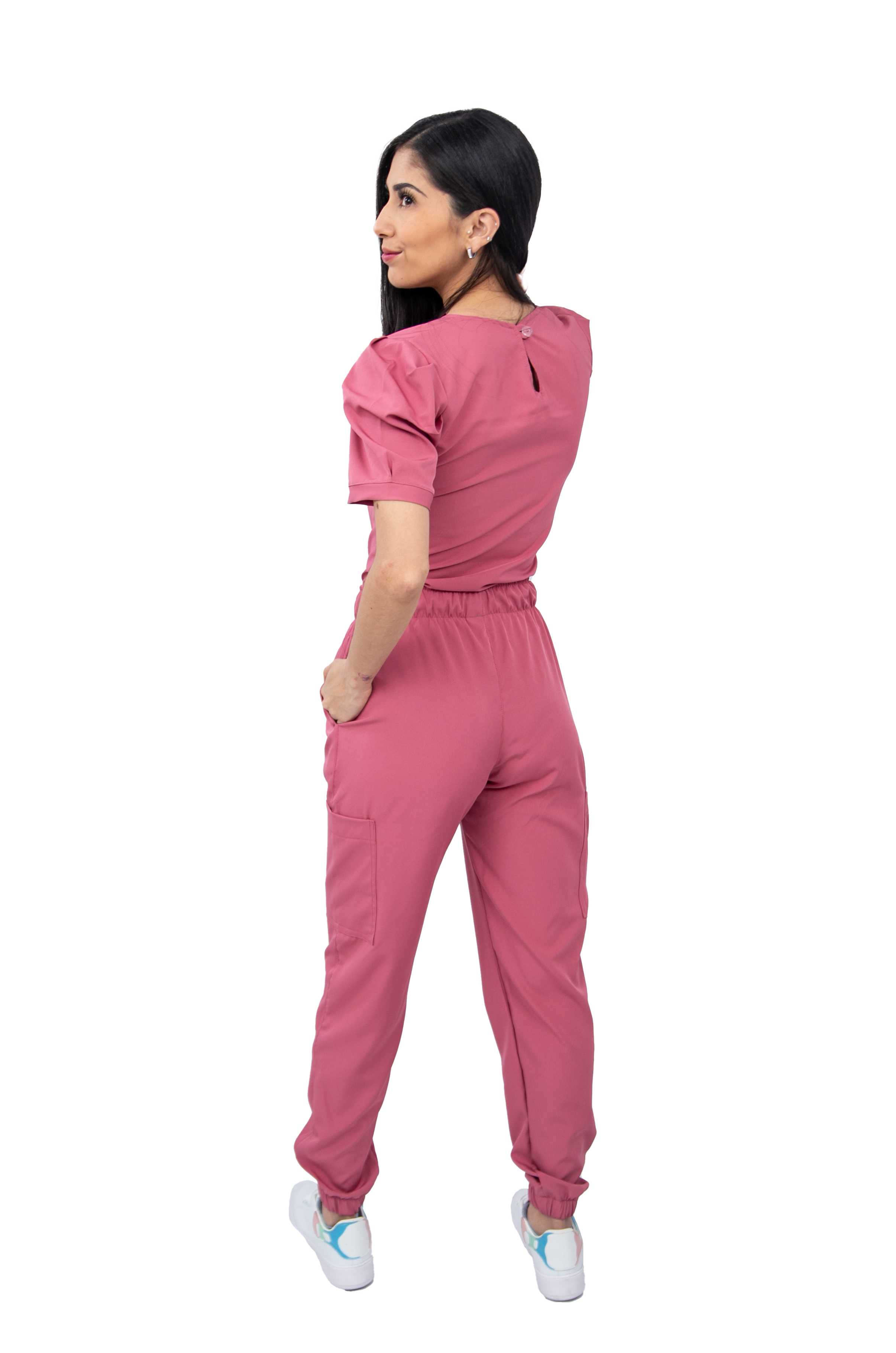 Foto 6 pulgar | Pijama Quirúrgica de Mujer Jogger Stretch Antifluido Scrub Eliz Palo Rosa