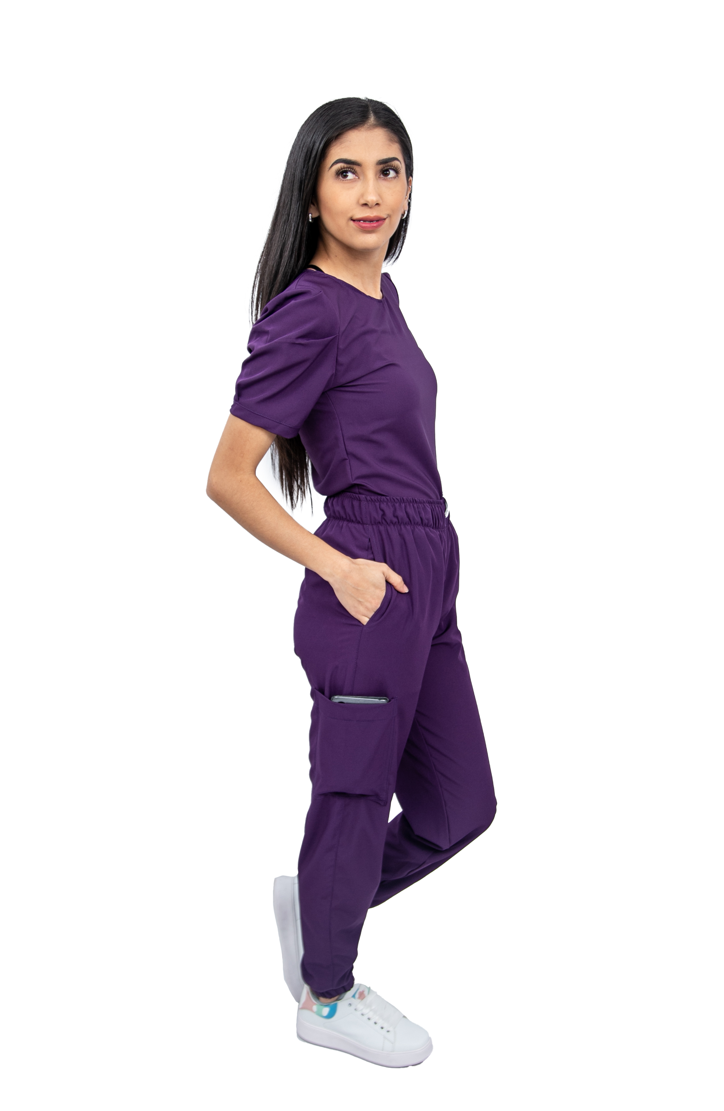 Foto 4 pulgar | Pijama Quirúrgica para Mujer tipo Jogger Stretch Antifluido Scrub Eliz Morado