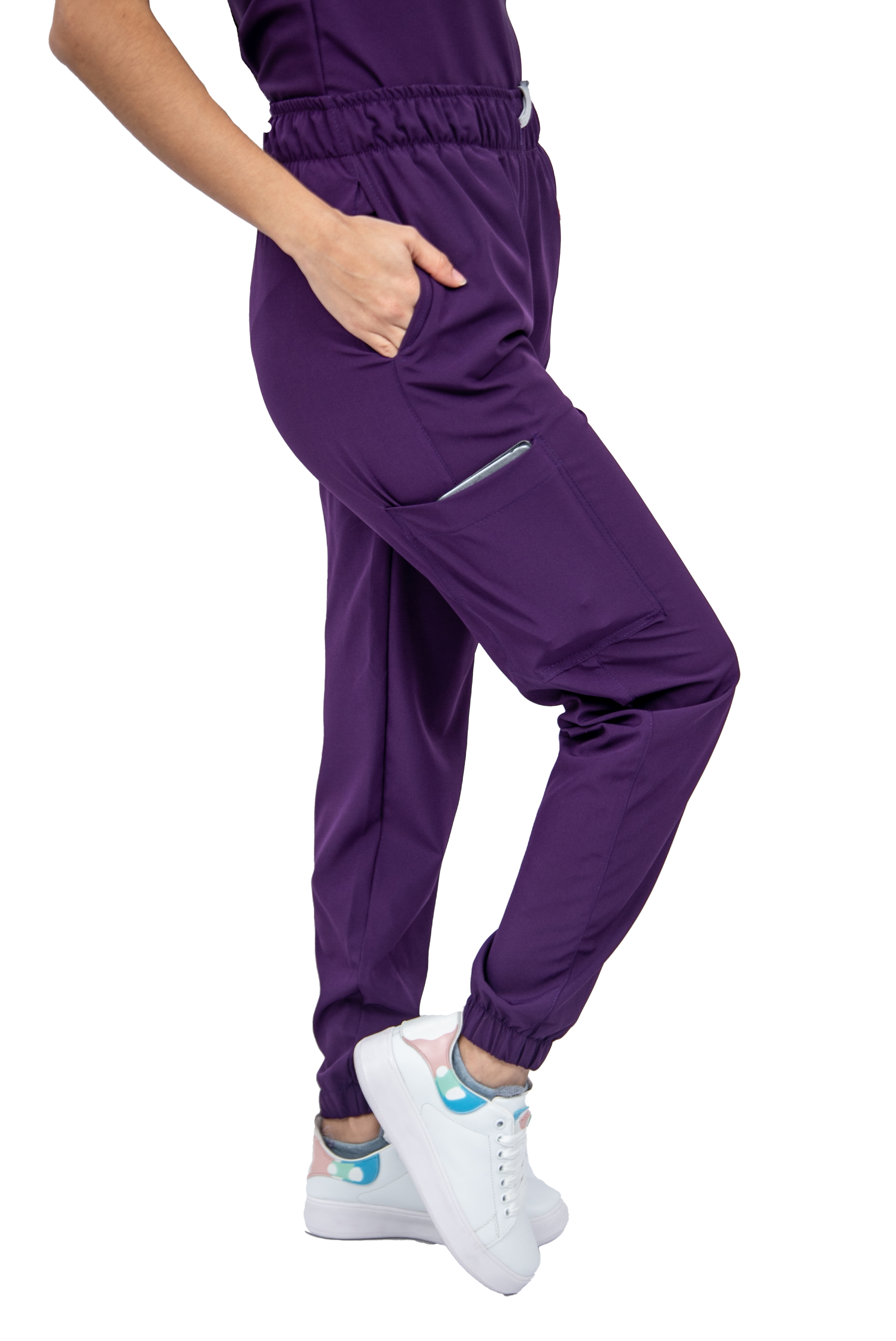 Foto 5 pulgar | Pijama Quirúrgica para Mujer tipo Jogger Stretch Antifluido Scrub Eliz Morado