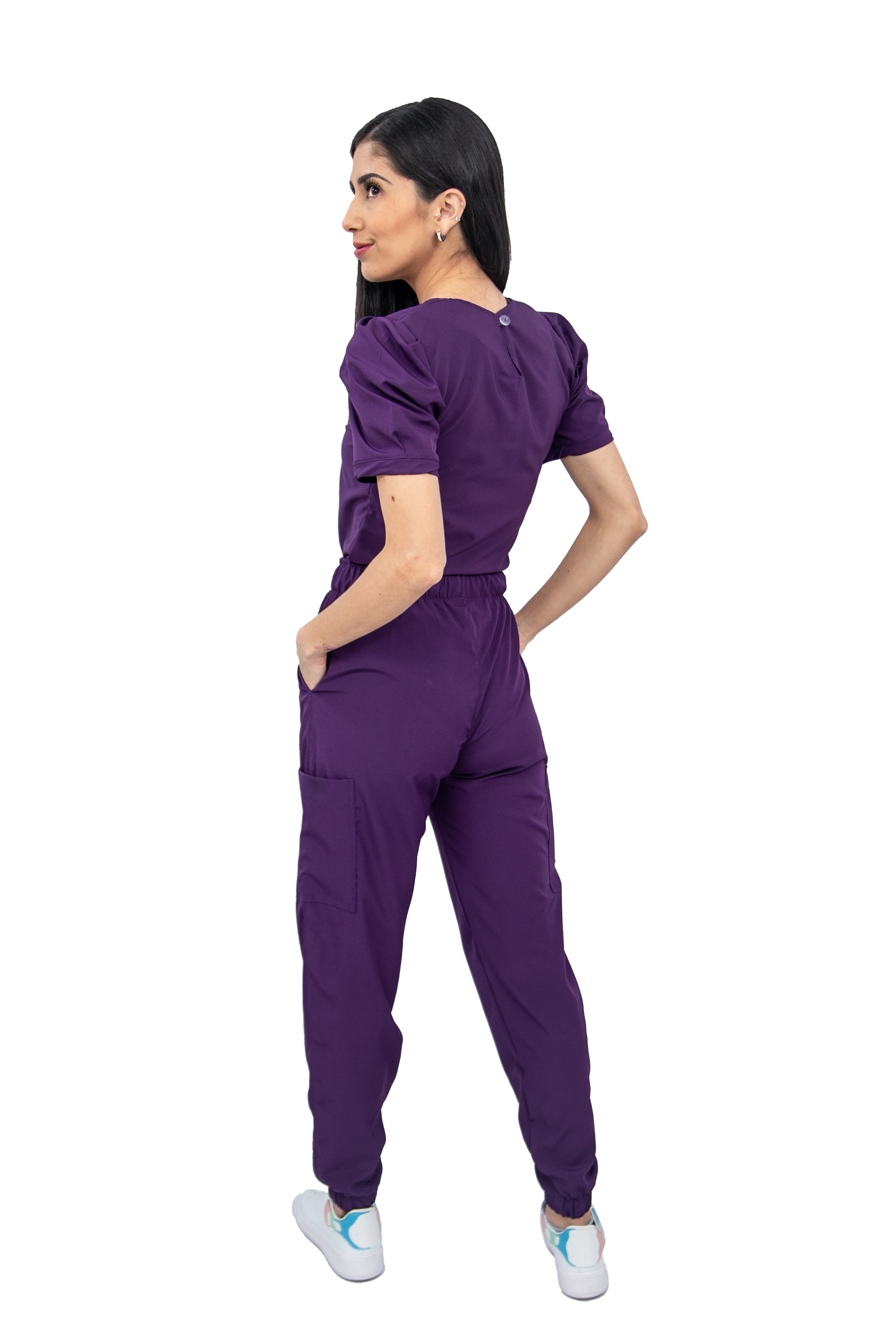 Foto 6 pulgar | Pijama Quirúrgica para Mujer tipo Jogger Stretch Antifluido Scrub Eliz Morado