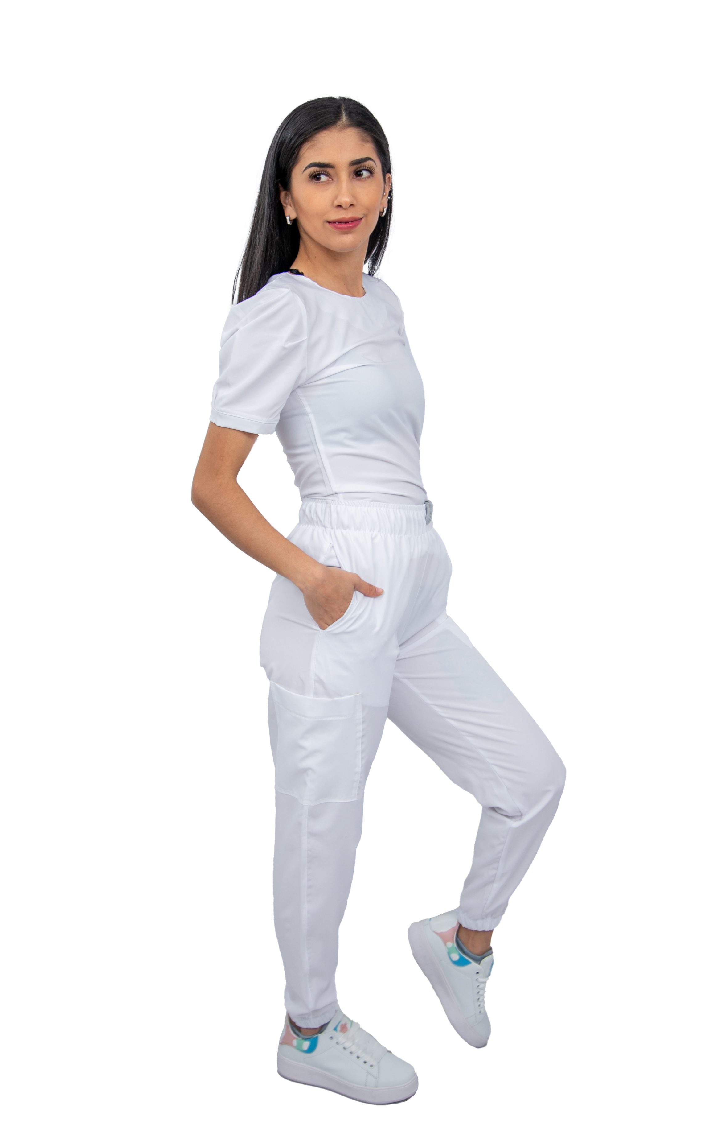 Foto 4 pulgar | Pijama Quirúrgica Antifluido Scrub Blanca para Mujer