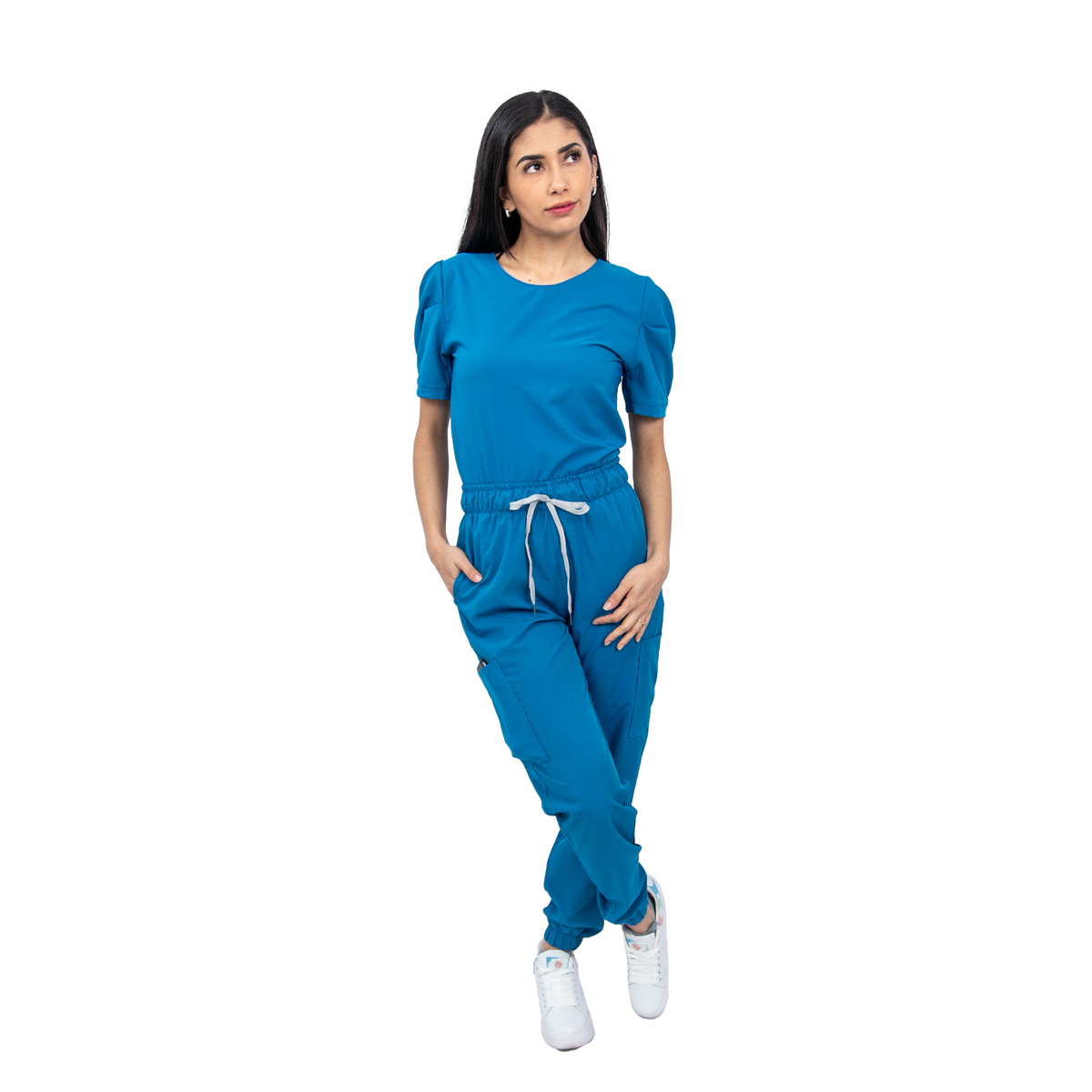 Foto 2 pulgar | Pijama Quirúrgica Mujer Jogger Stretch Antifluido Scrub Eliz Kolorum Azul Zafiro