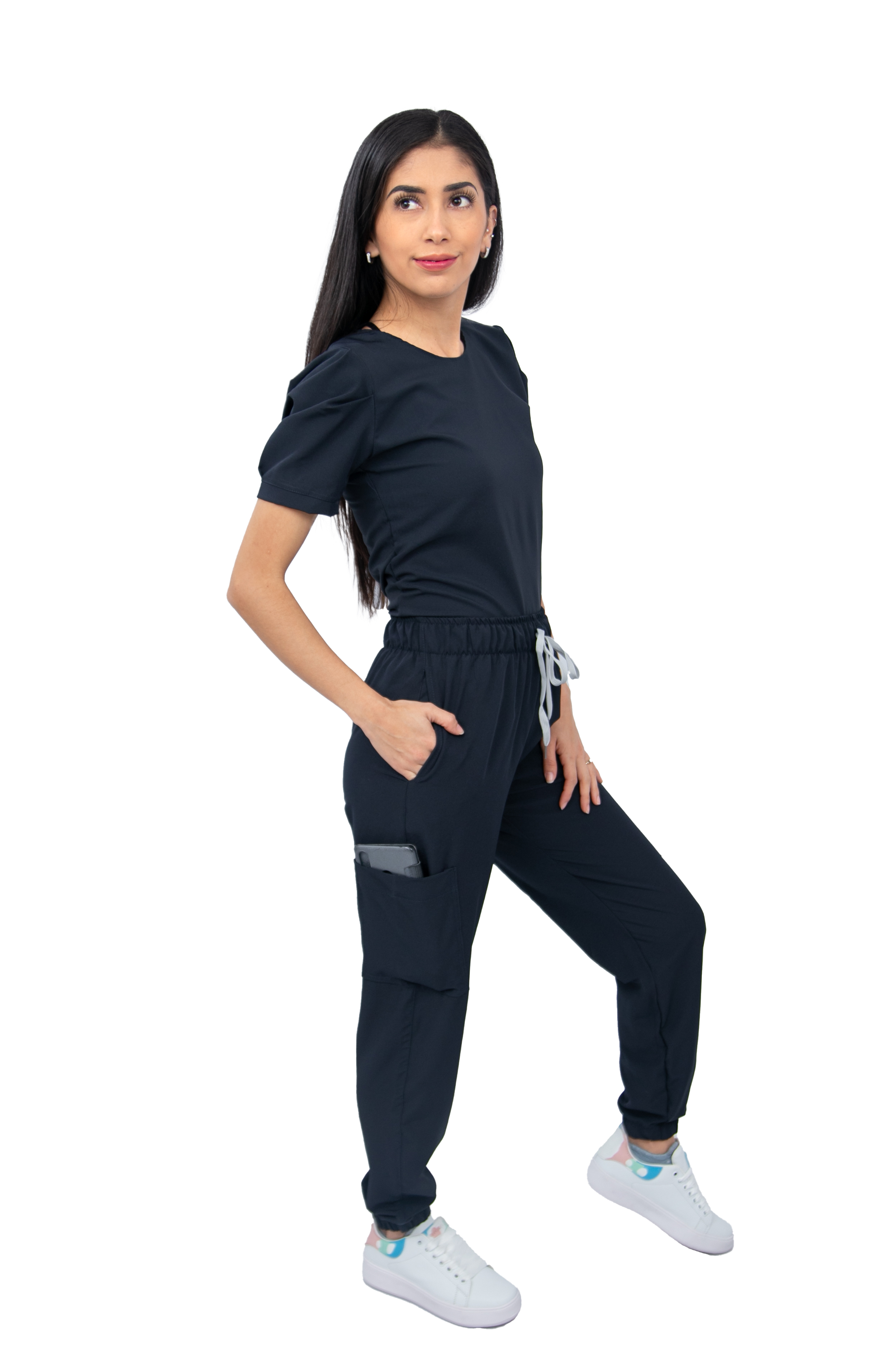 Foto 4 pulgar | Pijama Quirúrgica Antifluido Scrub Azul Marino para Mujer