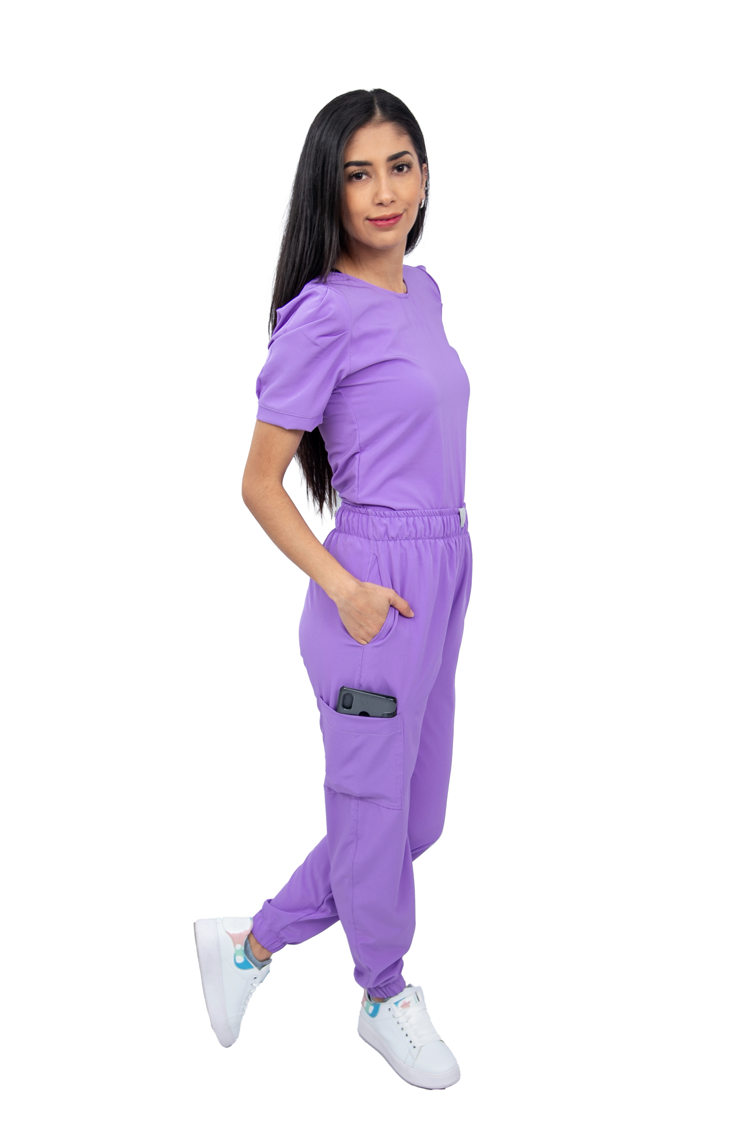 Foto 4 pulgar | Pijama Quirúrgica de Mujer Stretch Antifluido Scrub Eliz Lila