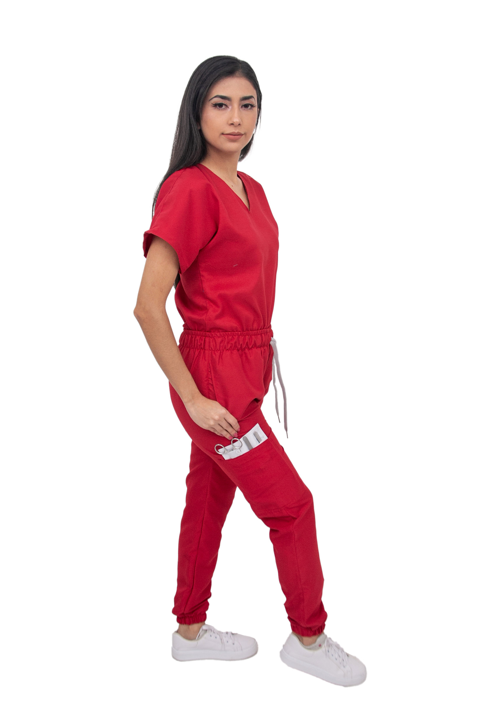 Foto 5 pulgar | Pijama Quirúrgica Jogger Antifluidos Roja para Dama