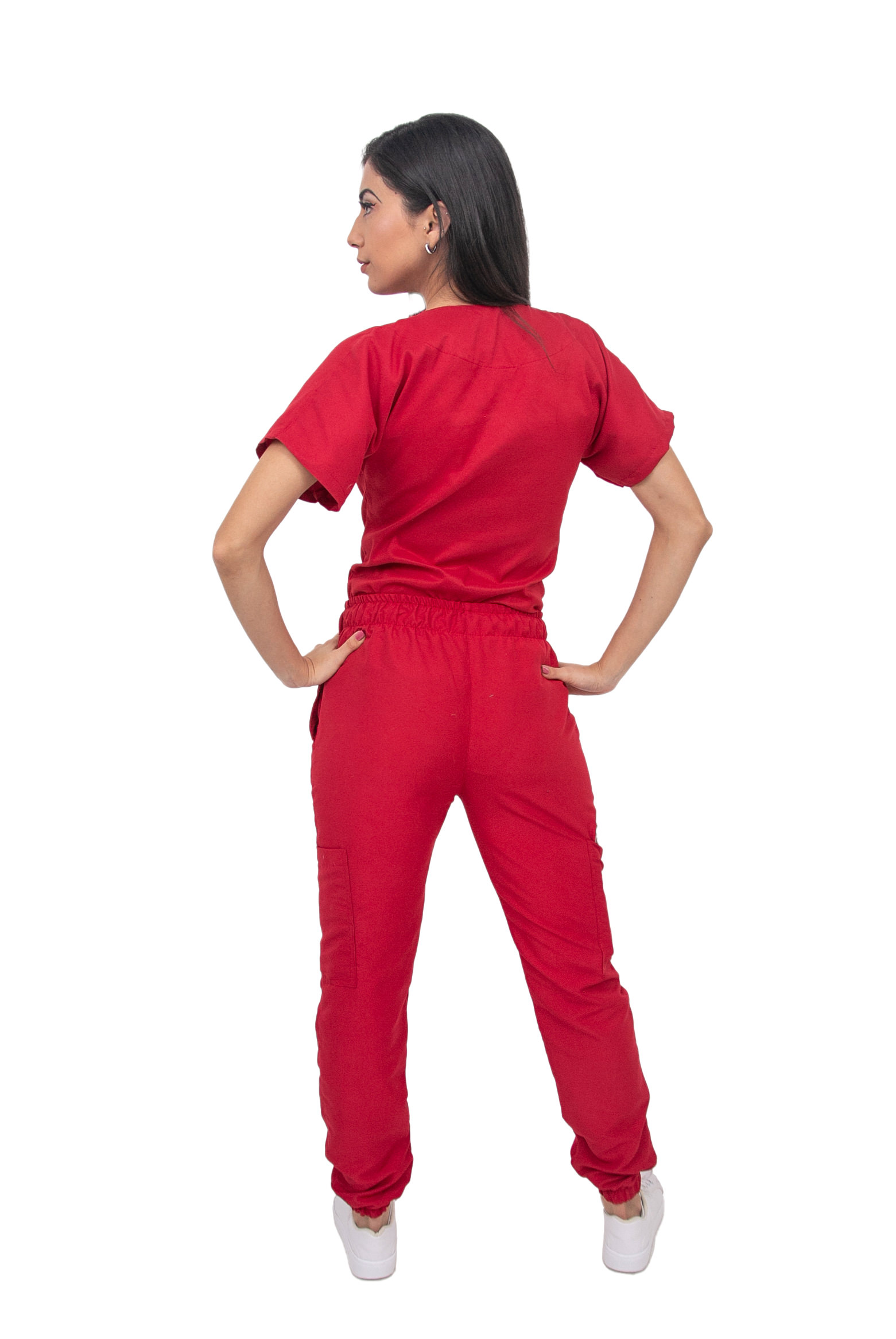 Foto 6 pulgar | Pijama Quirúrgica Jogger Antifluidos Roja para Dama