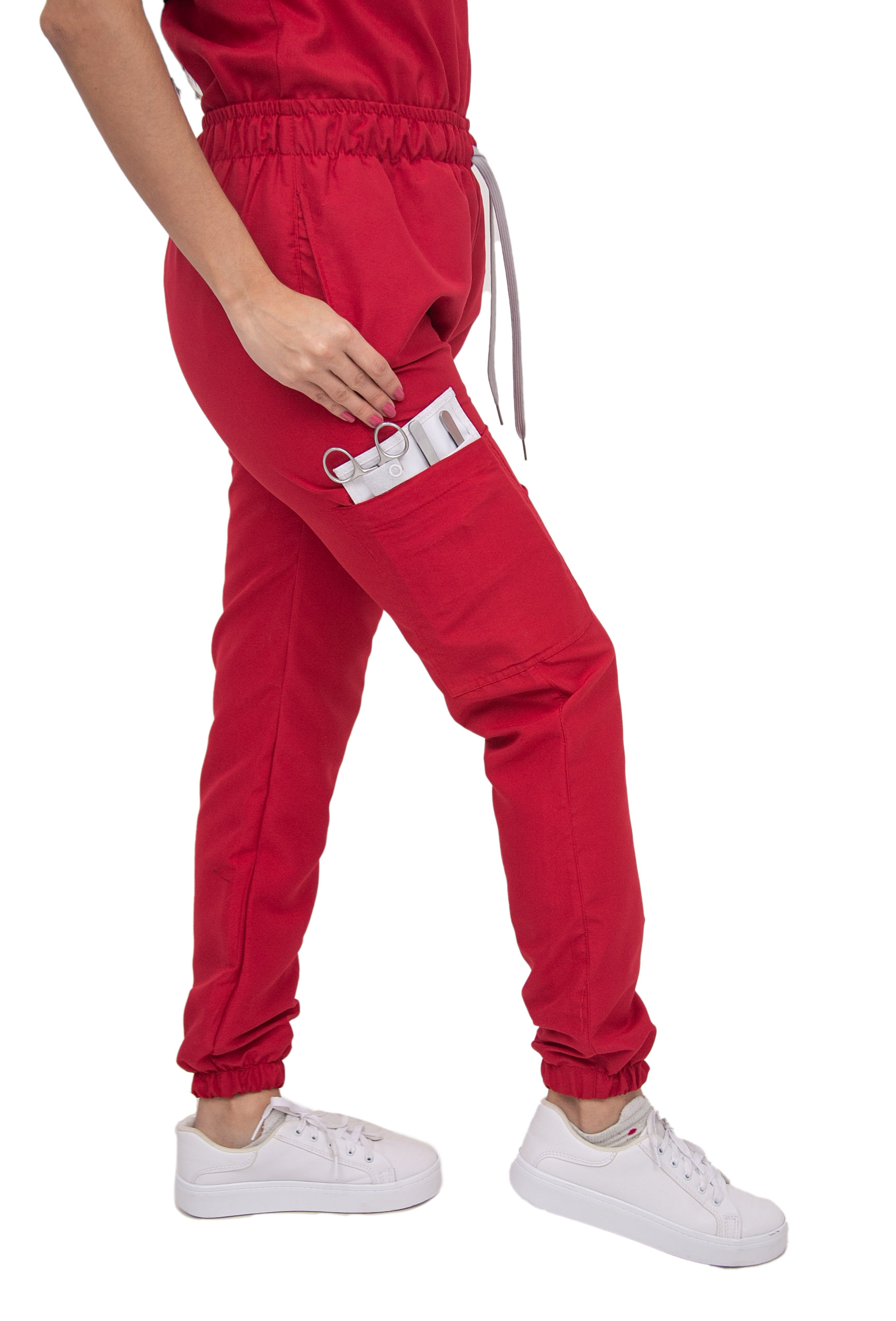 Foto 4 pulgar | Pijama Quirúrgica Jogger Antifluidos Roja para Dama