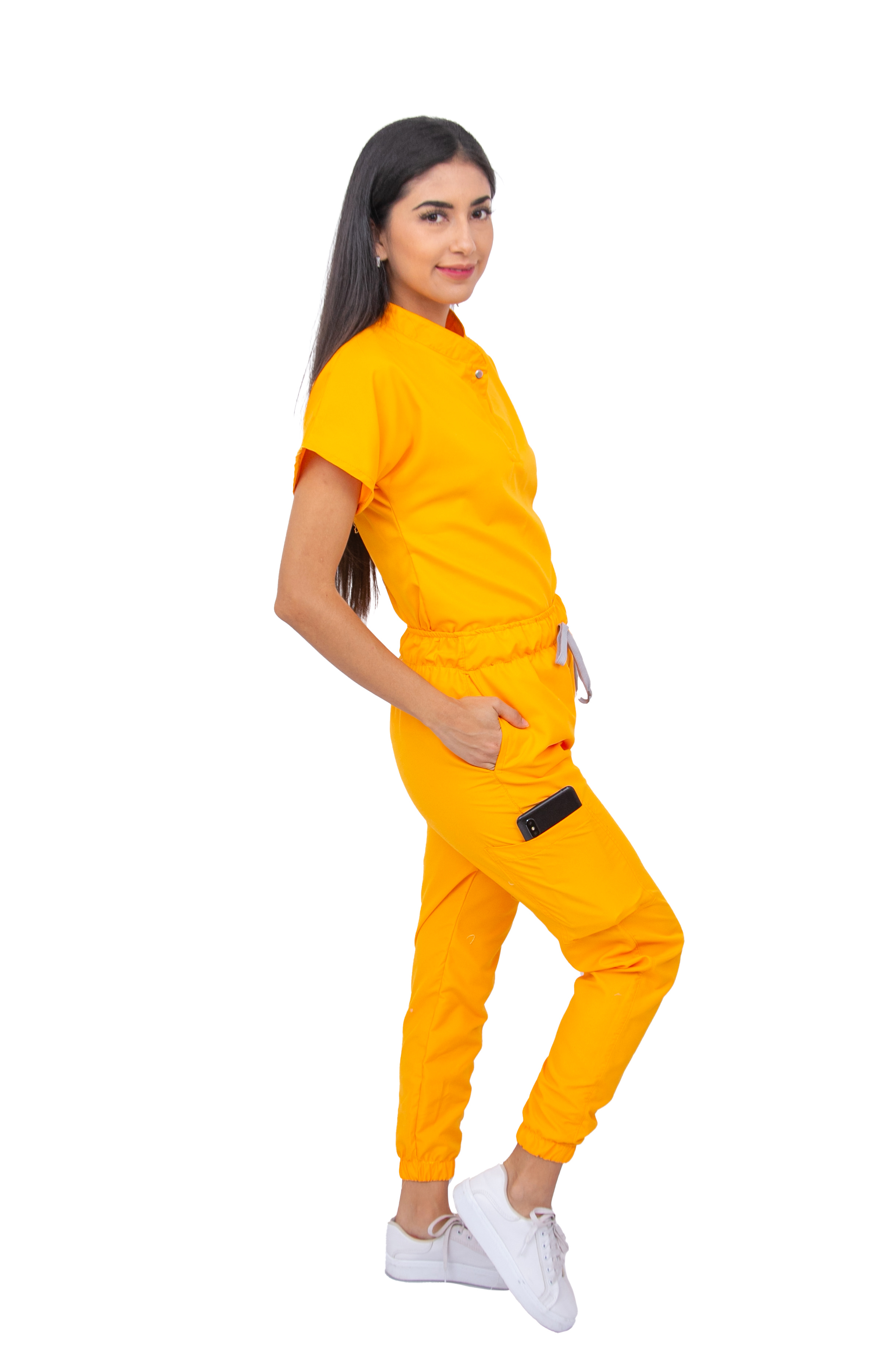 Foto 4 pulgar | Pijama Quirúrgica Dama Jogger Antifluido Stretch Kolorum color Amarillo