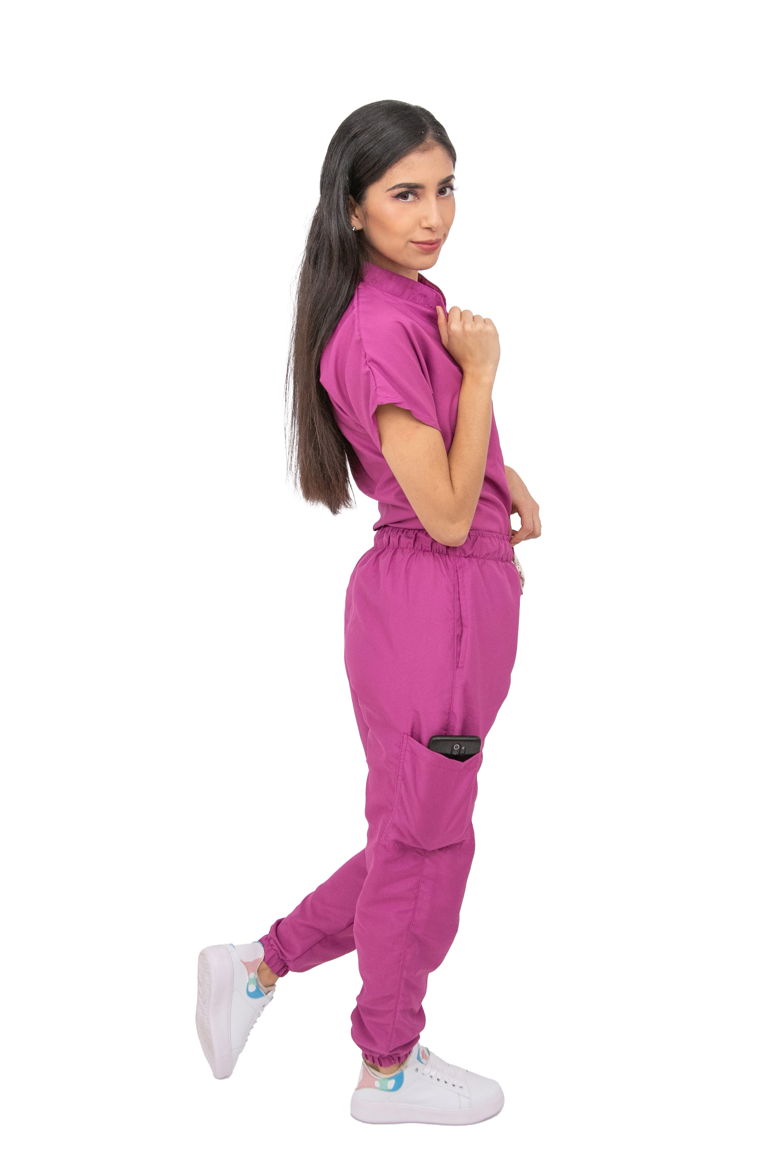 Foto 4 pulgar | Pijama Quirúrgica Antifluido Rosa para Mujer