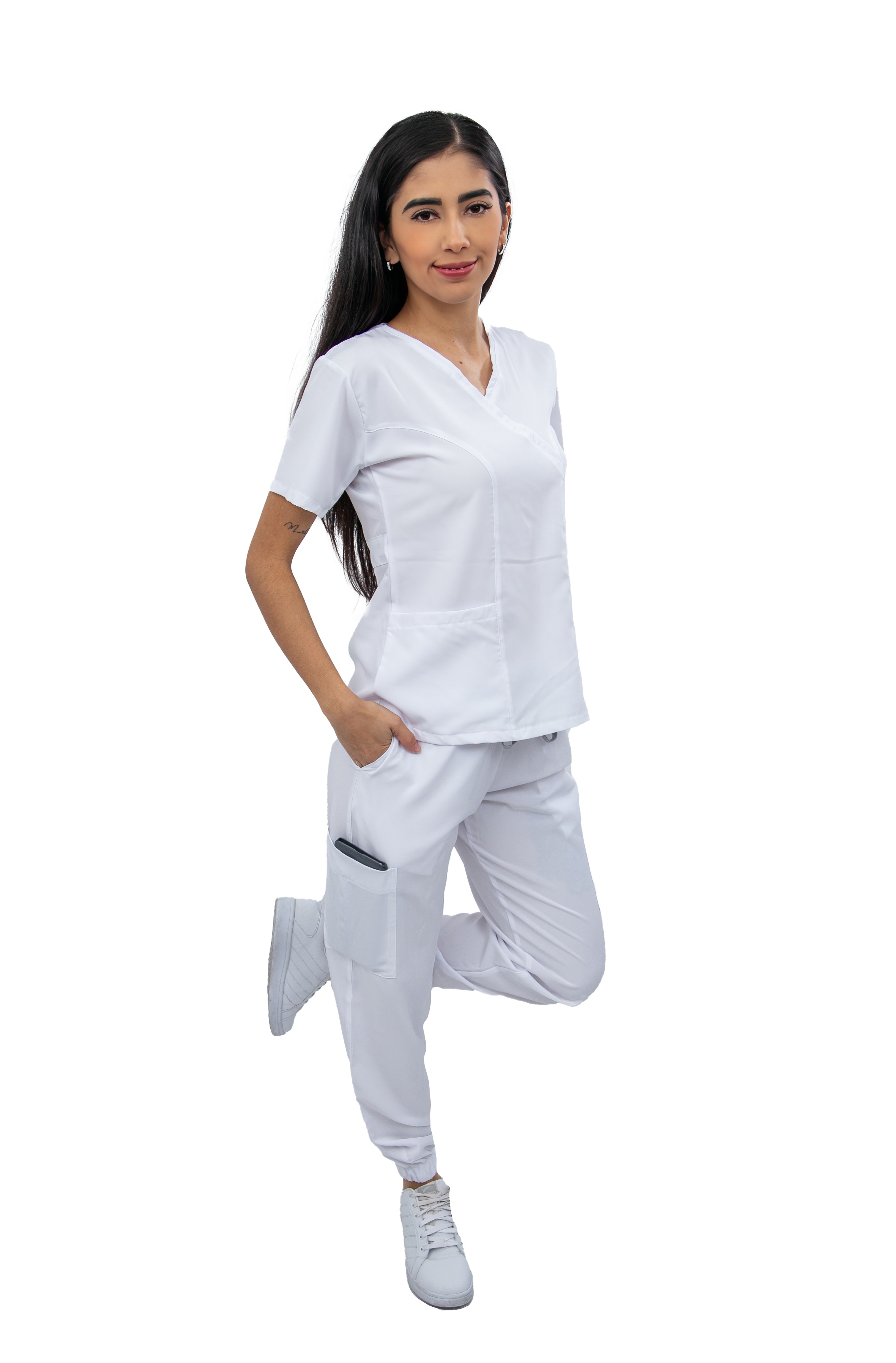 Foto 2 pulgar | Pijama Quirúrgica Jogger Stretch Antifluido Gretel Blanca para Mujer