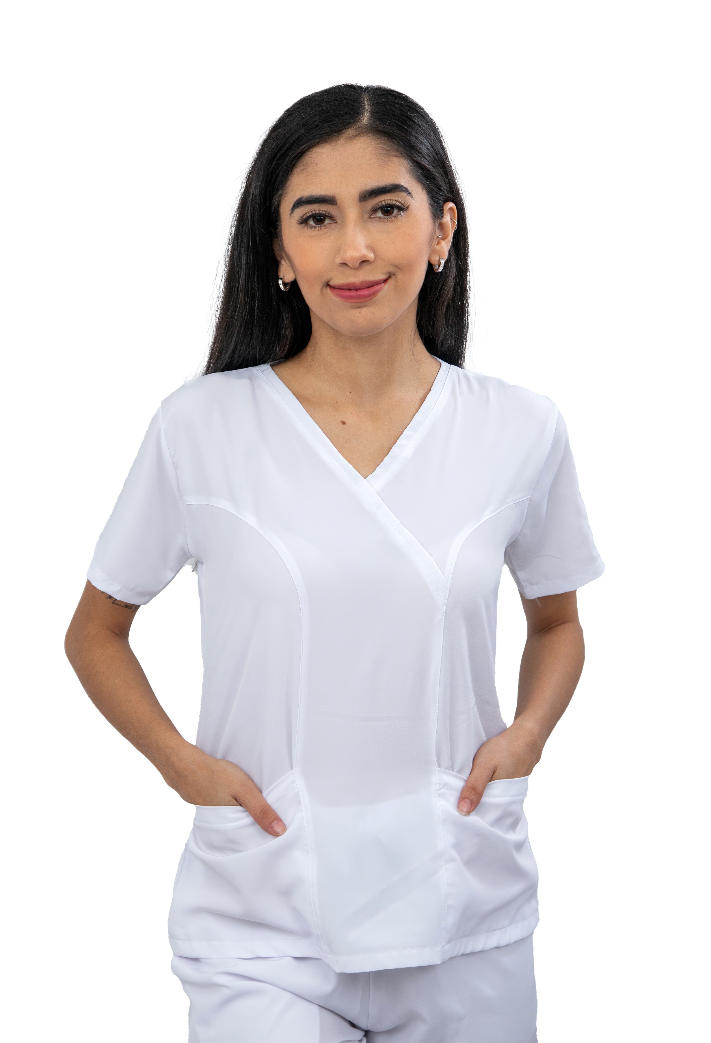 Foto 3 pulgar | Pijama Quirúrgica Jogger Stretch Antifluido Gretel Blanca para Mujer