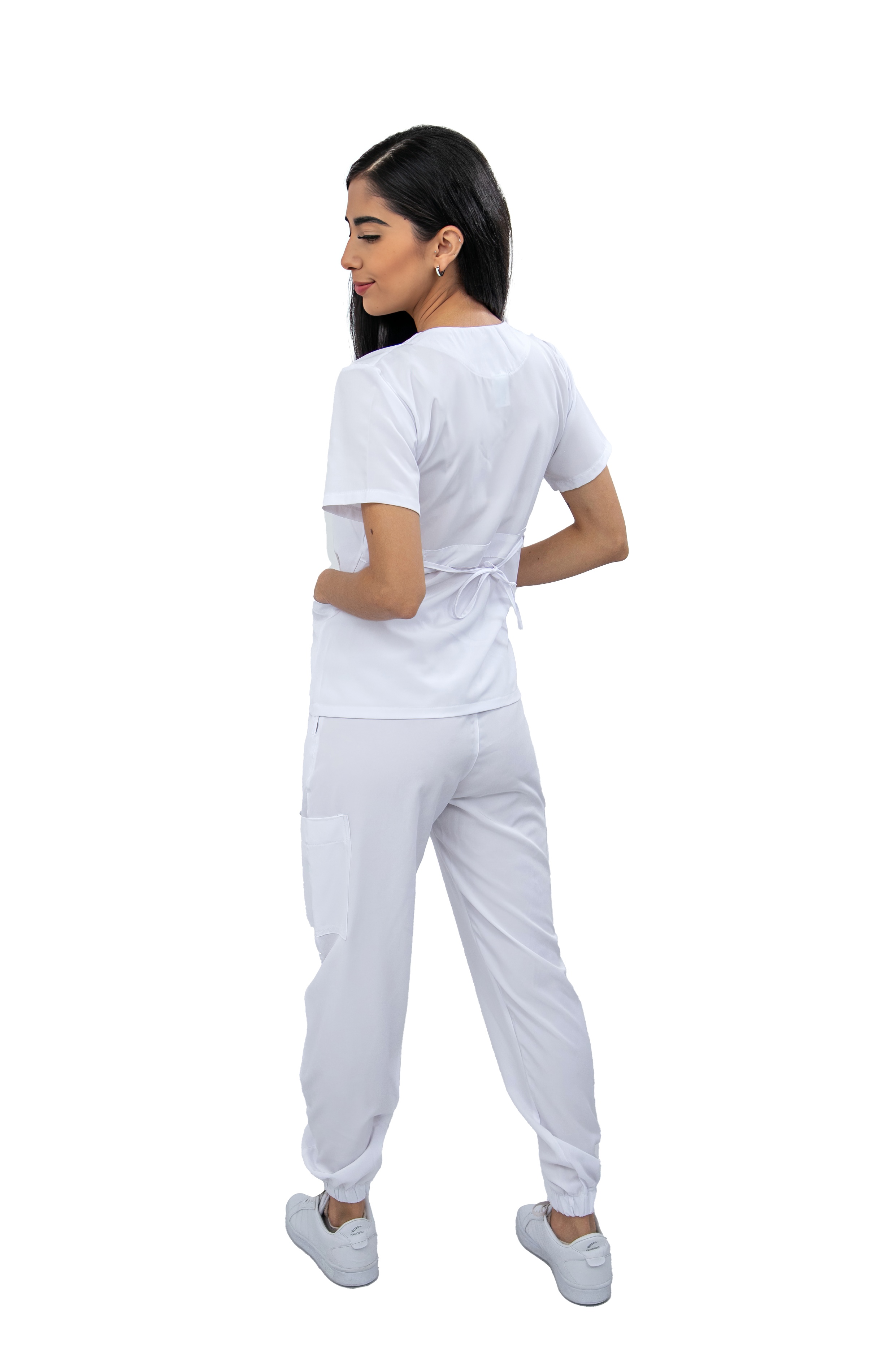 Foto 6 pulgar | Pijama Quirúrgica Jogger Stretch Antifluido Gretel Blanca para Mujer