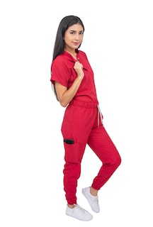 Foto 3 | Pijama Quirúrgica Roja para Mujer