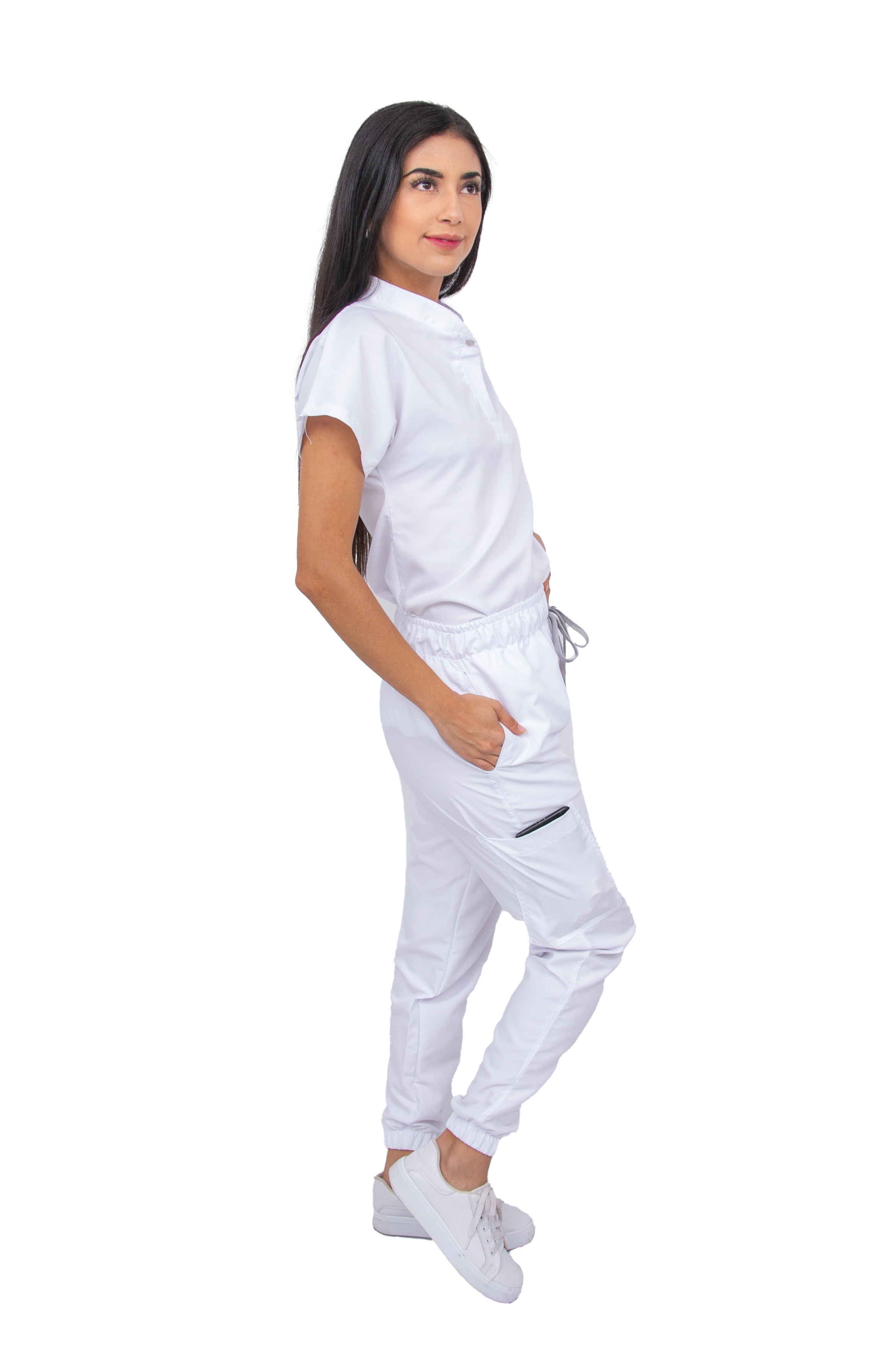 Foto 4 pulgar | Pijama Quirúrgica Jogger Antifluido Stretch Kolorum Blanca para Mujer