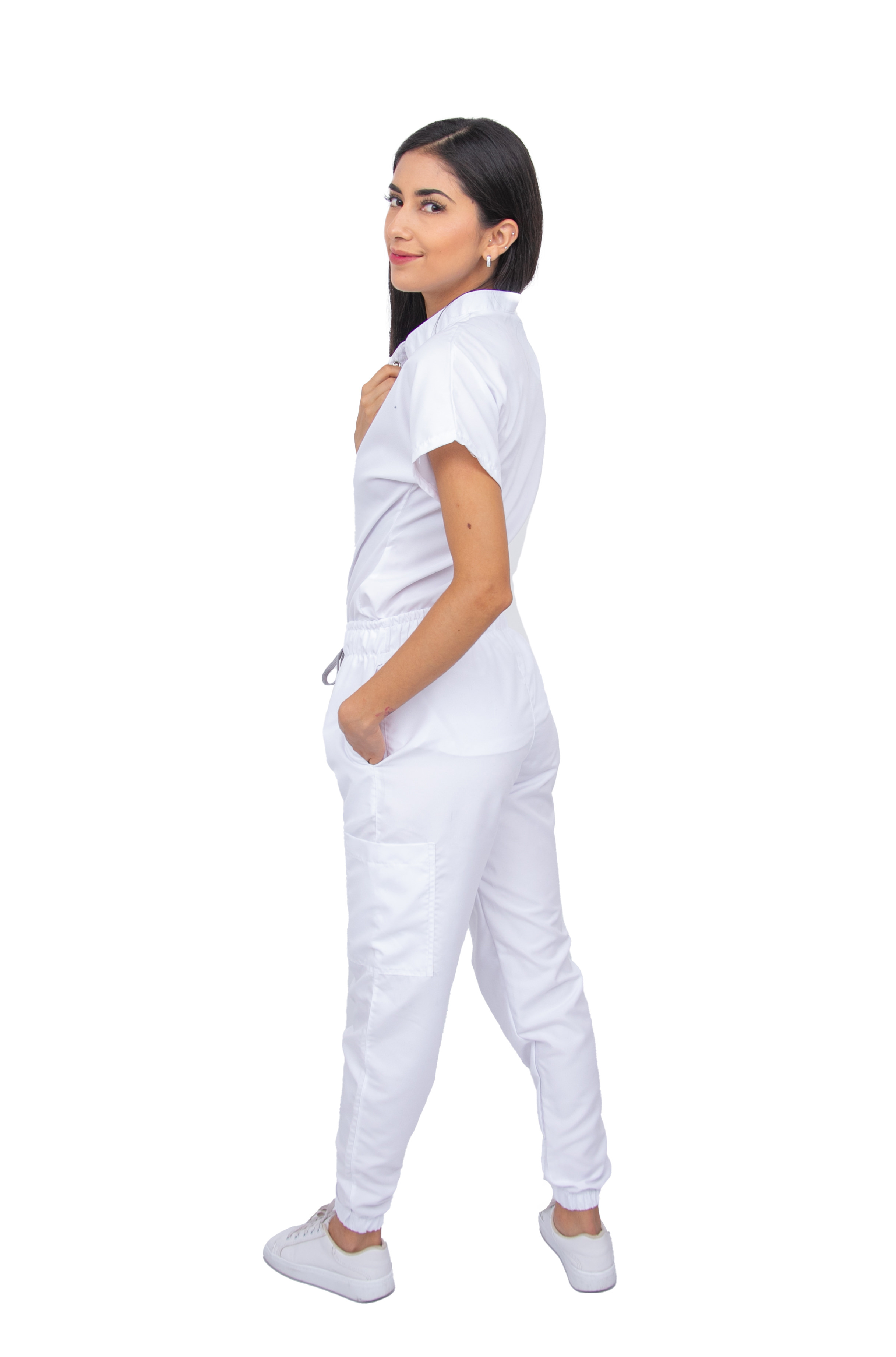 Foto 6 pulgar | Pijama Quirúrgica Jogger Antifluido Stretch Kolorum Blanca para Mujer