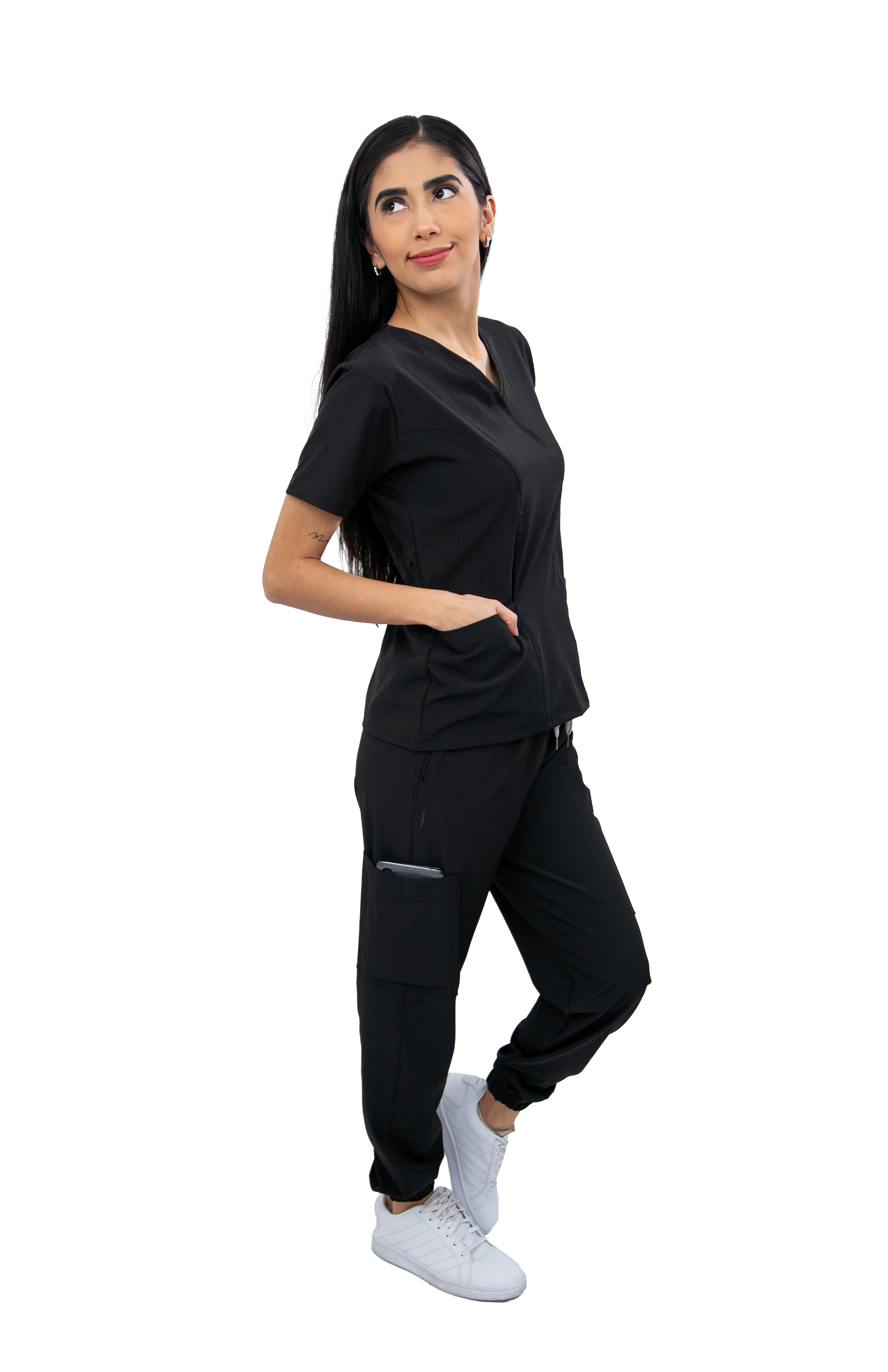 Foto 3 | Pijama Quirúrgica Antifluido Negra para Mujer