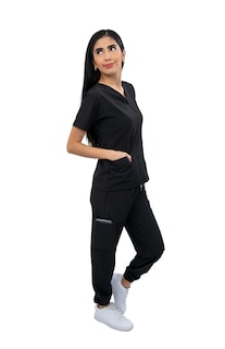 Foto 3 | Pijama Quirúrgica Antifluido Negra para Mujer