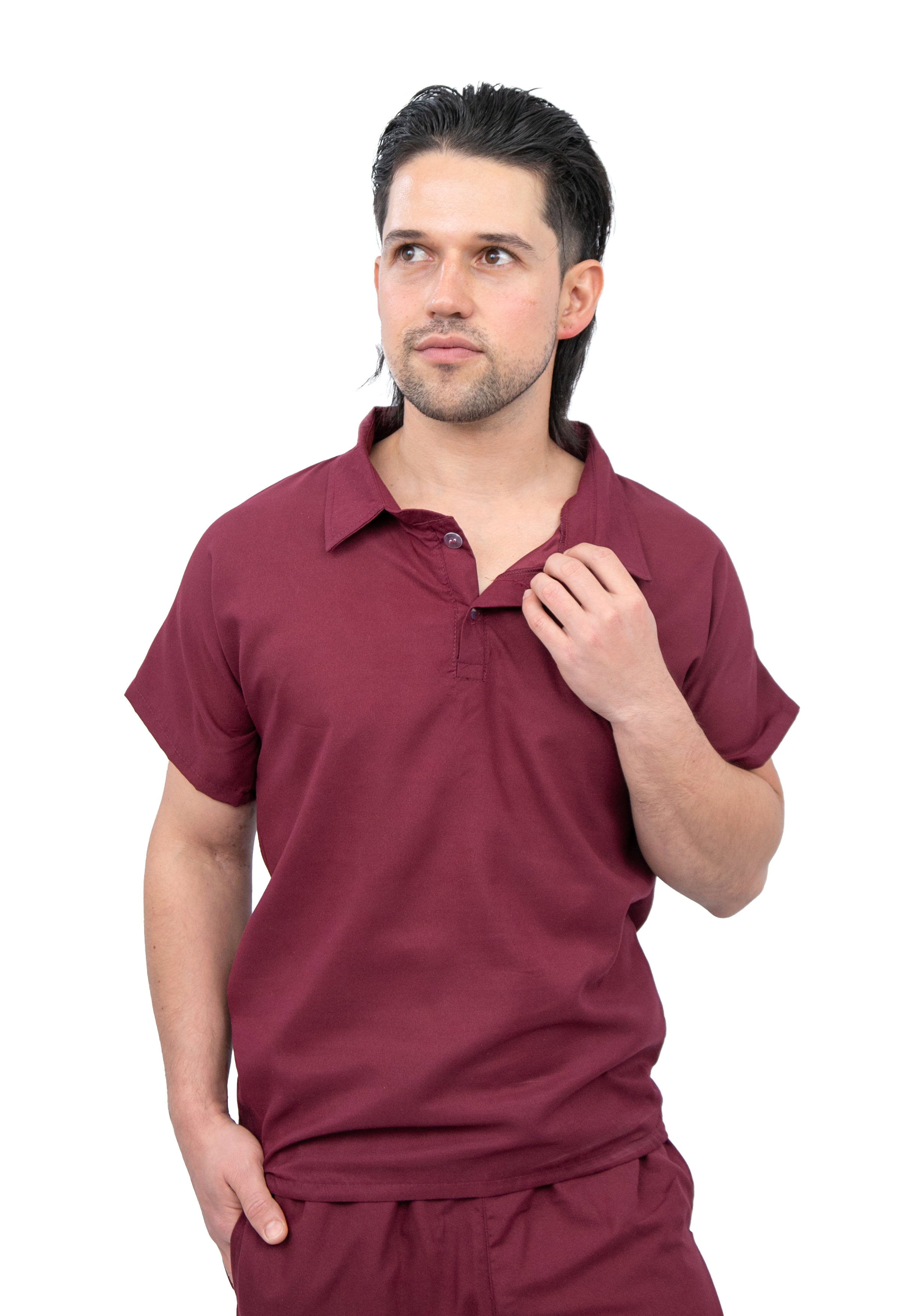 Foto 3 pulgar | Pijama Quirúrgica Jogger Vino para Hombre