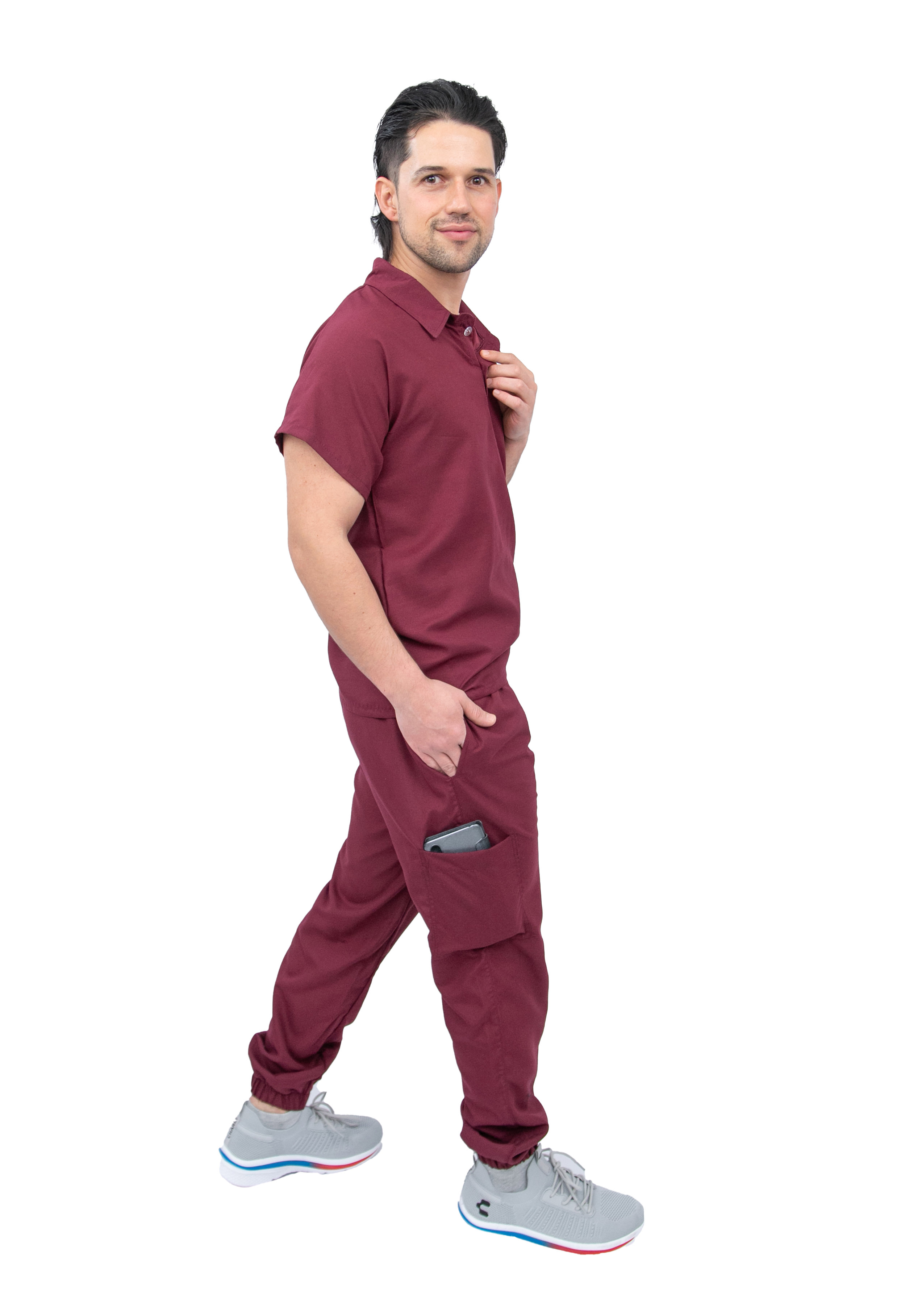 Foto 4 pulgar | Pijama Quirúrgica Jogger Vino para Hombre