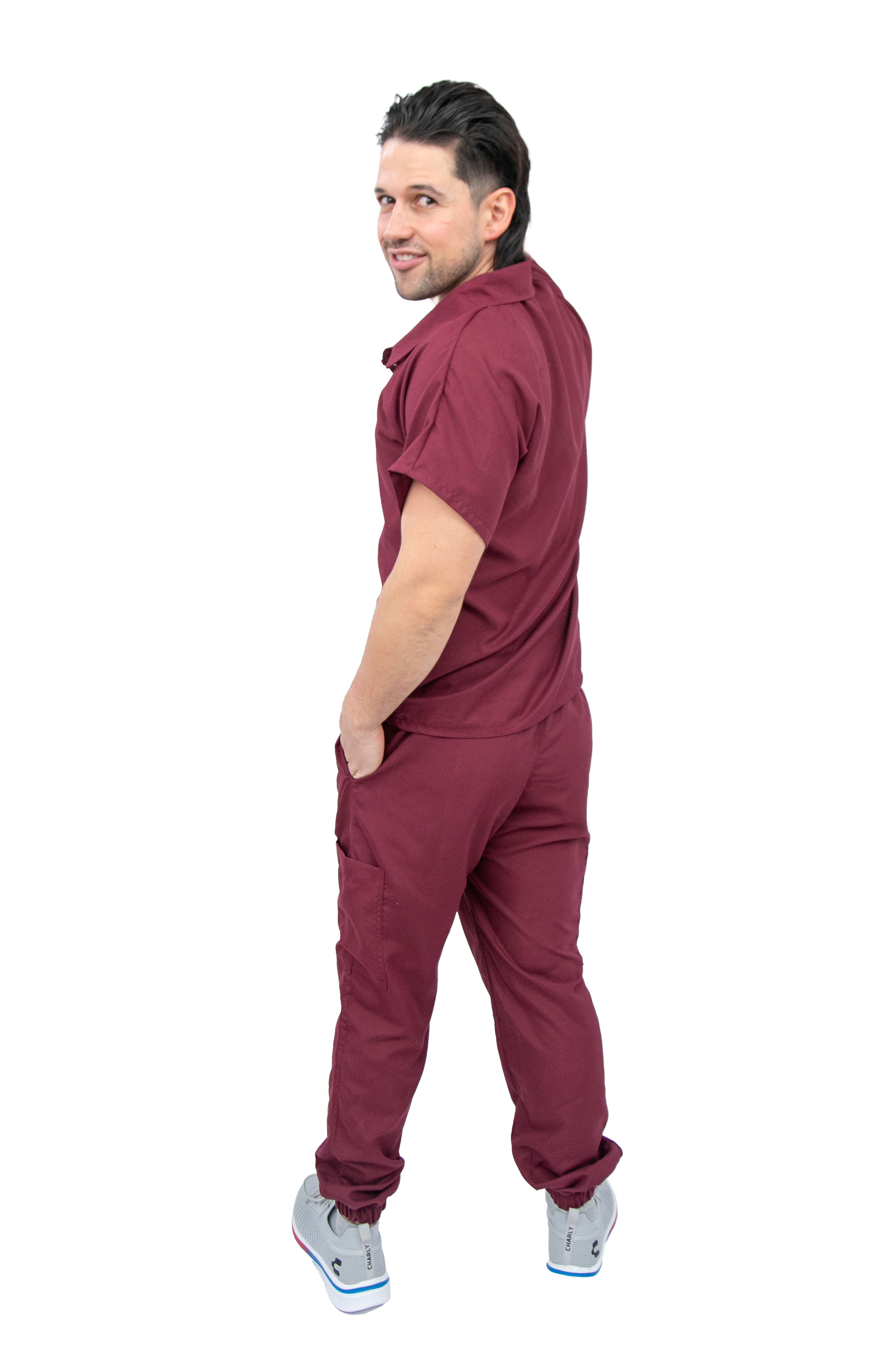 Foto 6 pulgar | Pijama Quirúrgica Jogger Vino para Hombre