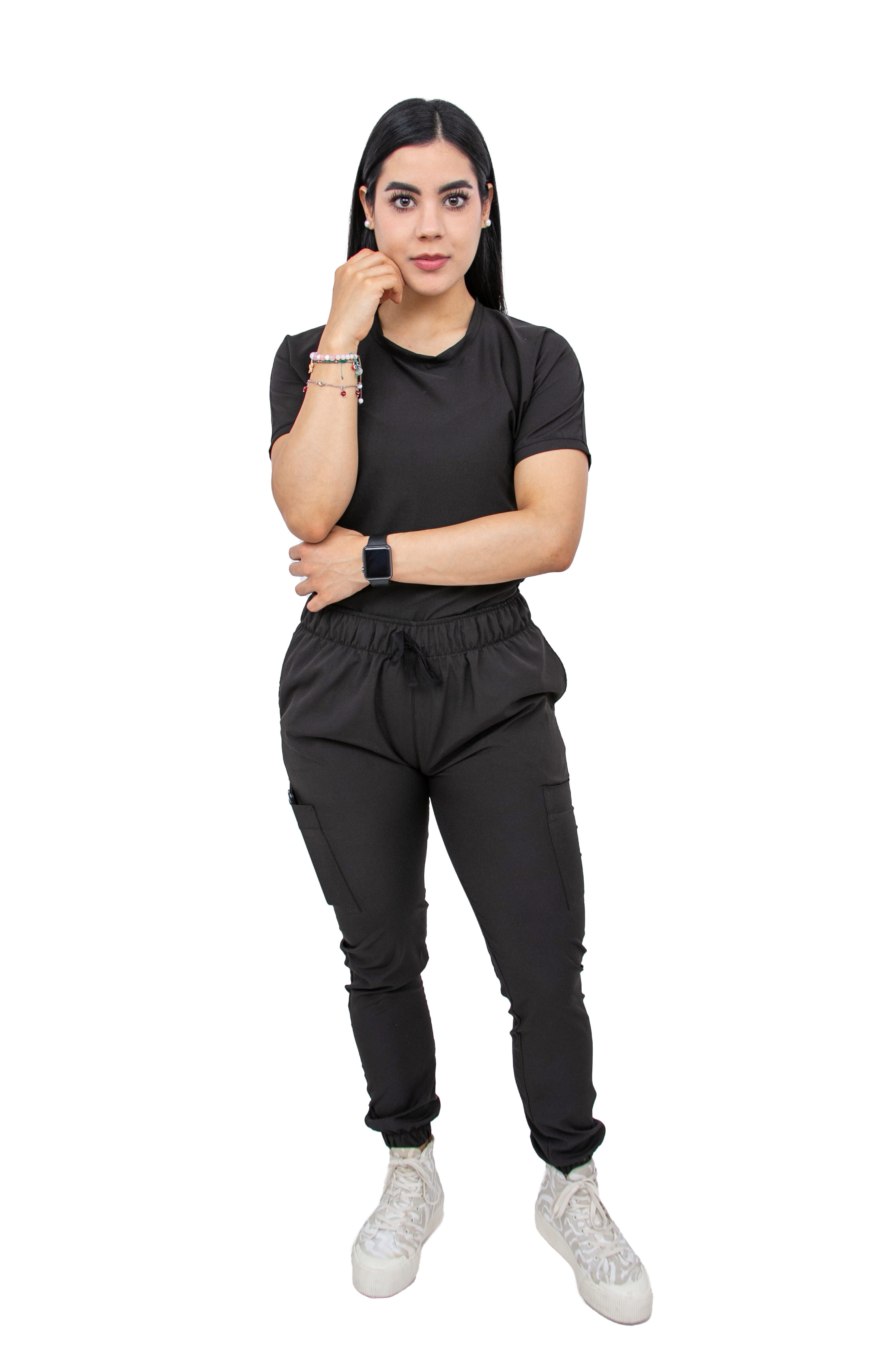 Uniforme Quirúrgico Stretch Negro para Mujer