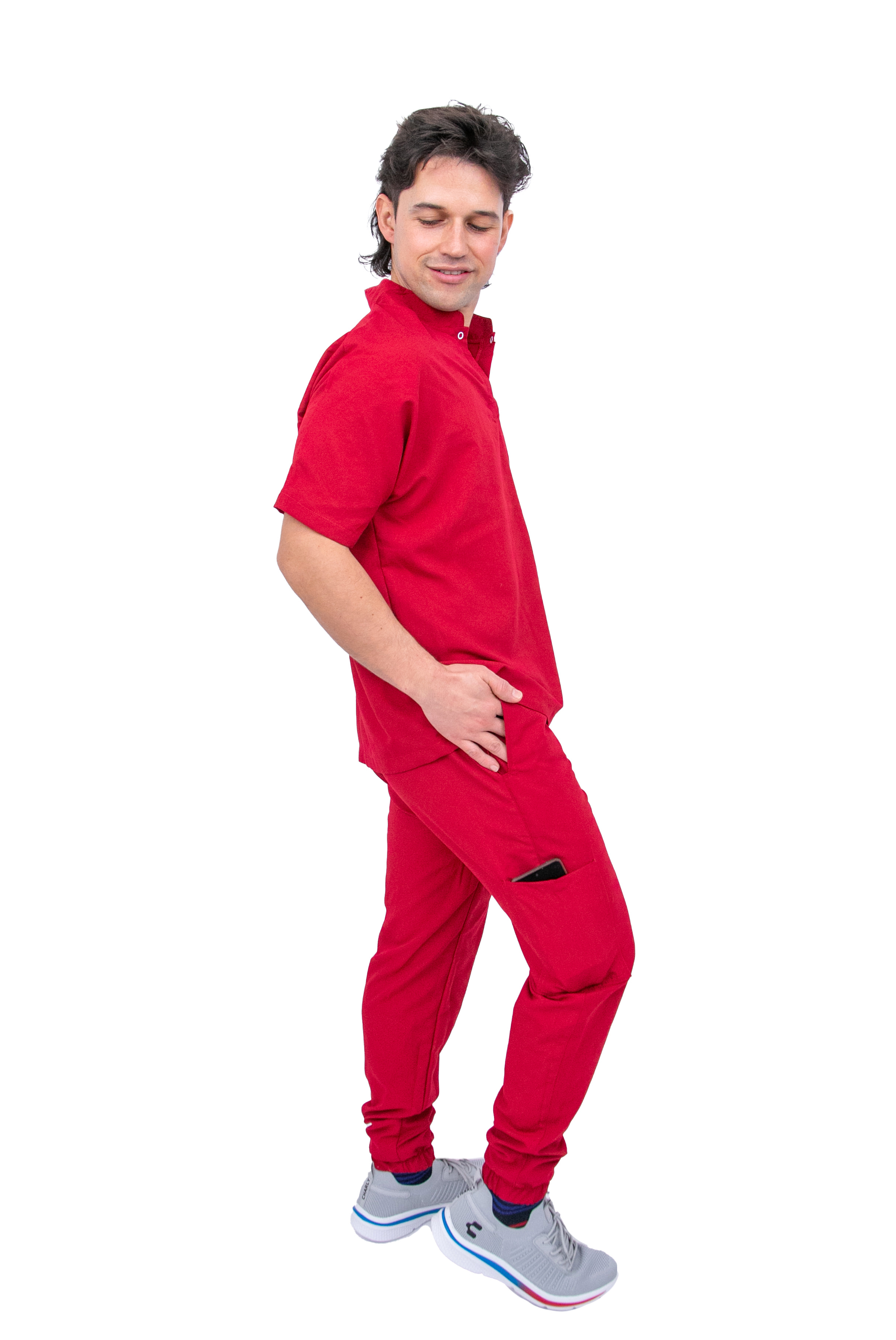 Foto 4 pulgar | Pijama Quirúrgica Roja para Hombre