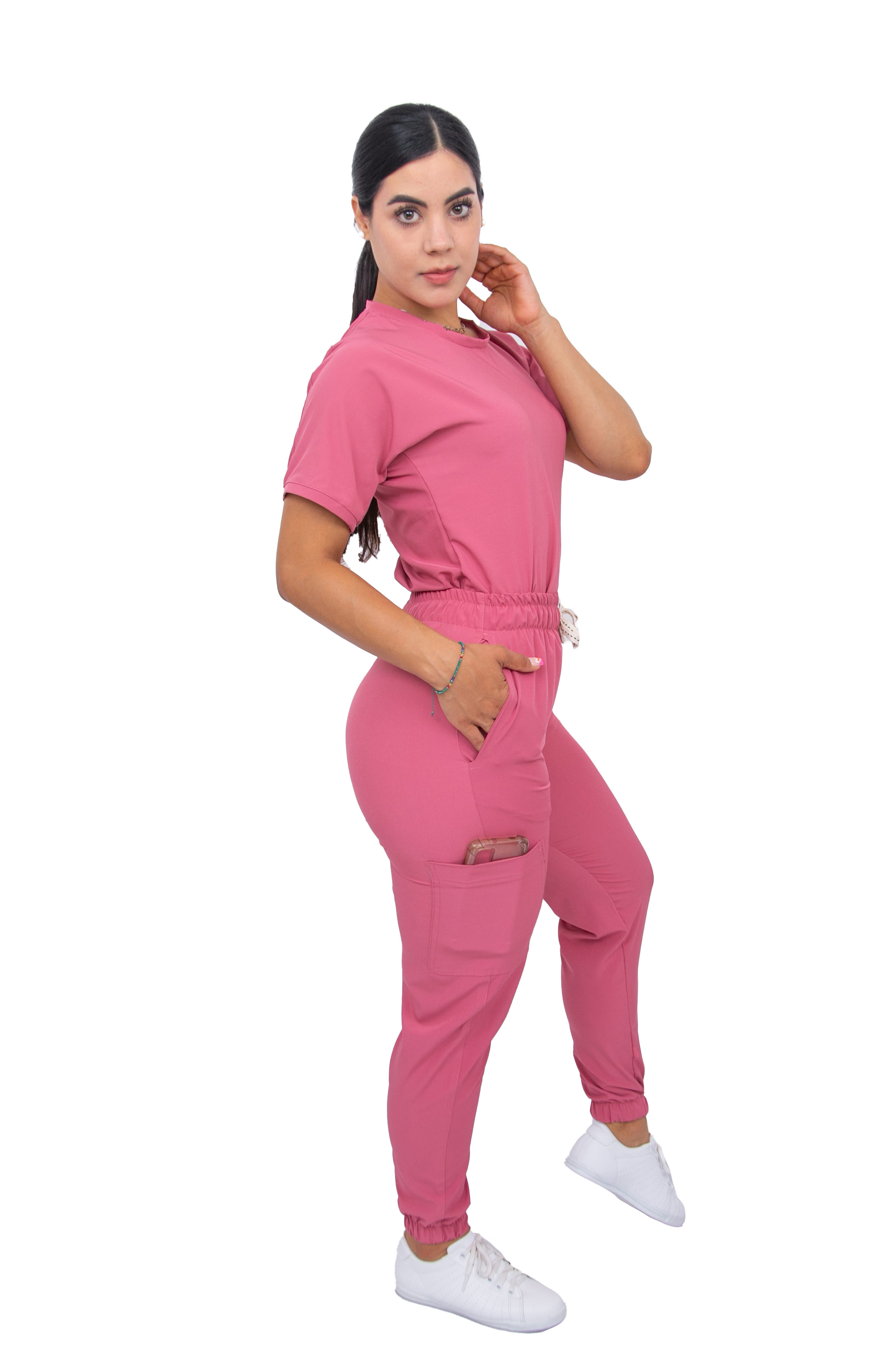 Foto 4 pulgar | Uniforme Quirúrgico Stretch Rosa para Mujer