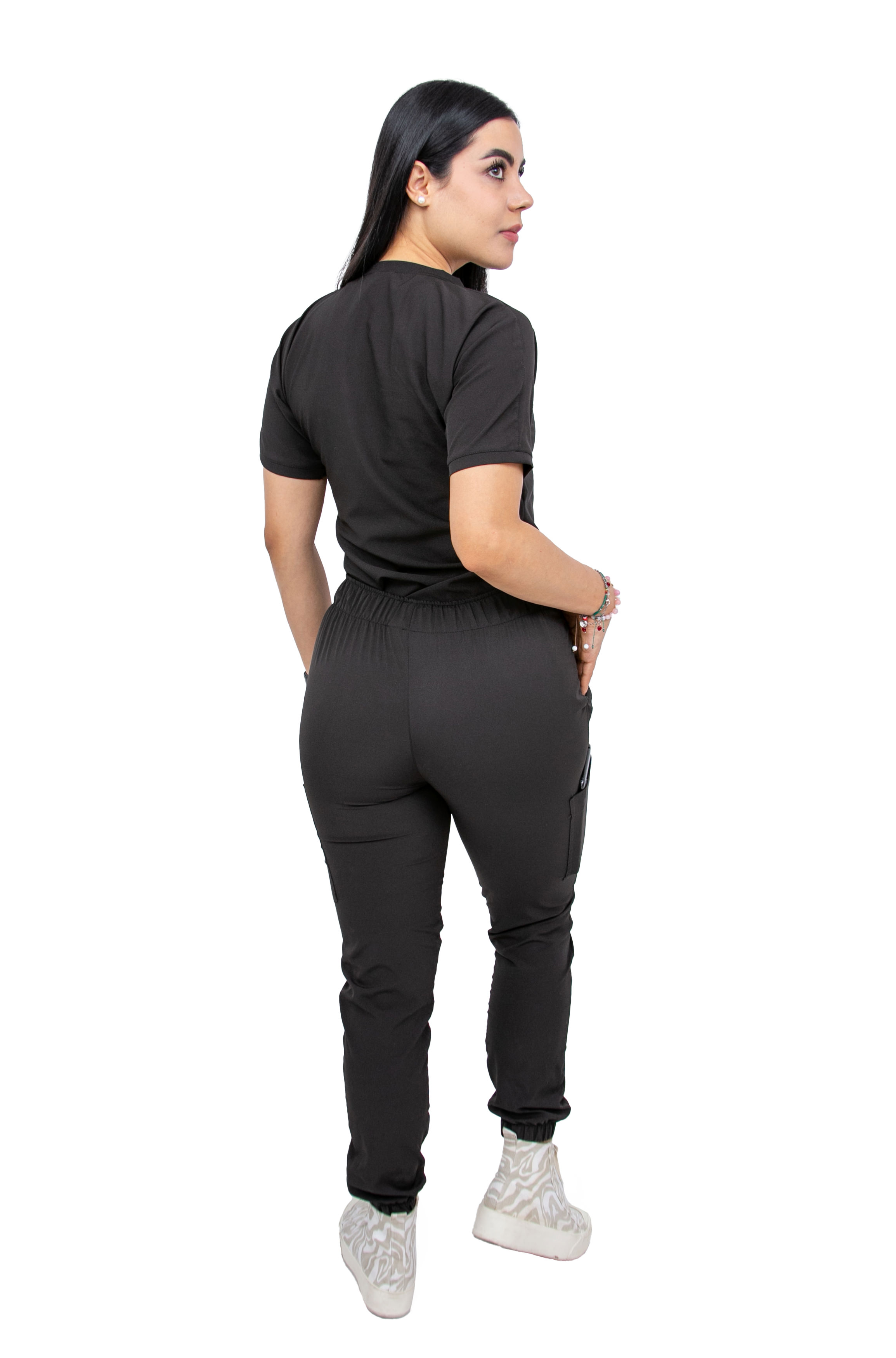 Foto 6 pulgar | Uniforme Quirúrgico Stretch Negro para Mujer