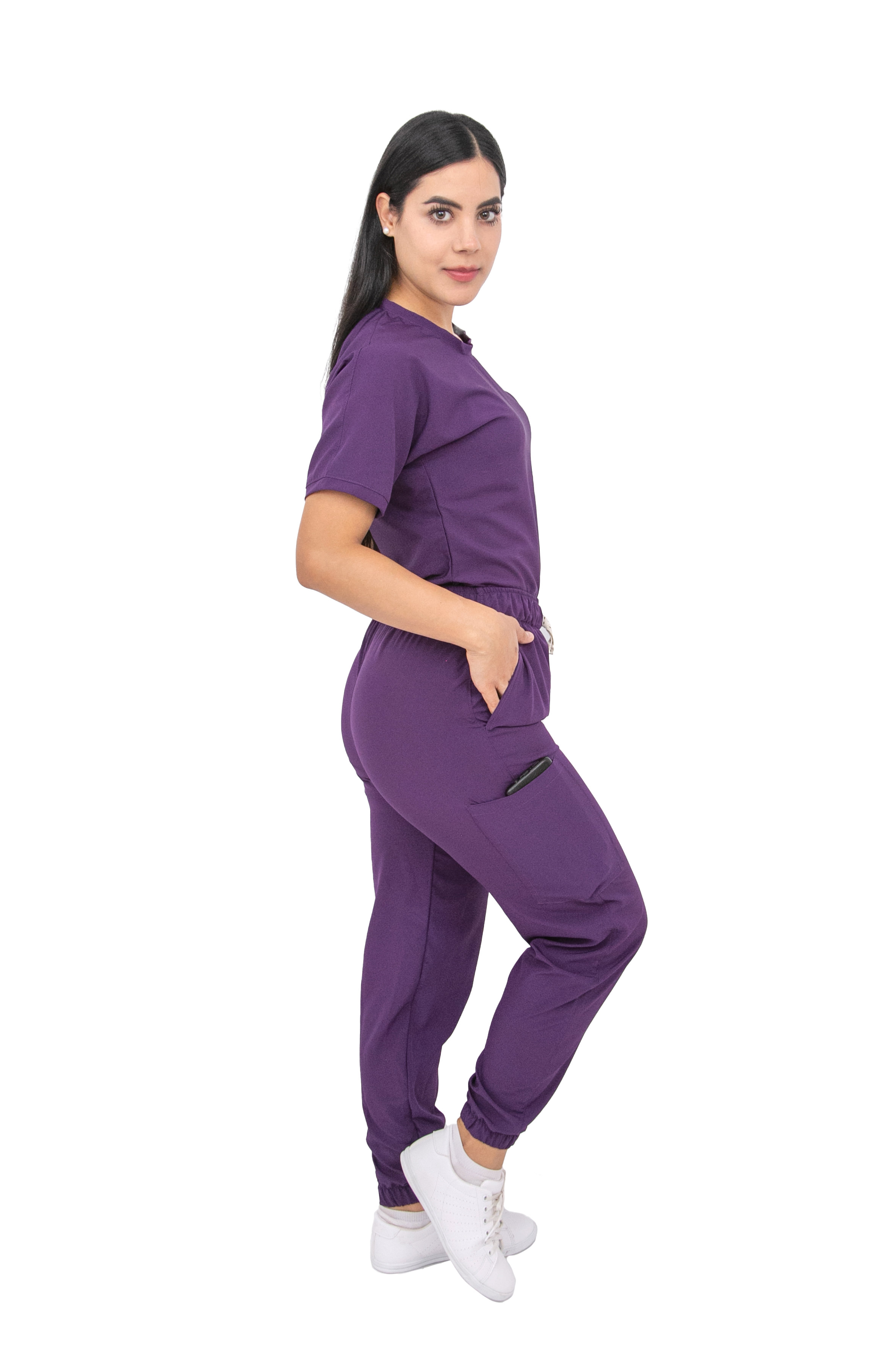 Foto 4 pulgar | Uniforme Quirúrgico Stretch Antifluidos Mujer Jogger Morado