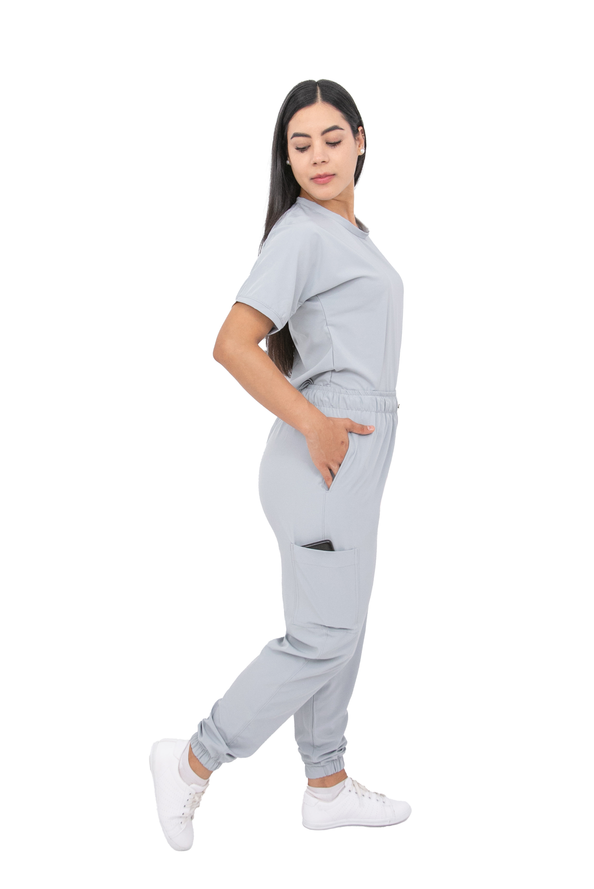 Foto 4 pulgar | Uniforme Quirúrgico Stretch Gris Antifluidos para Mujer