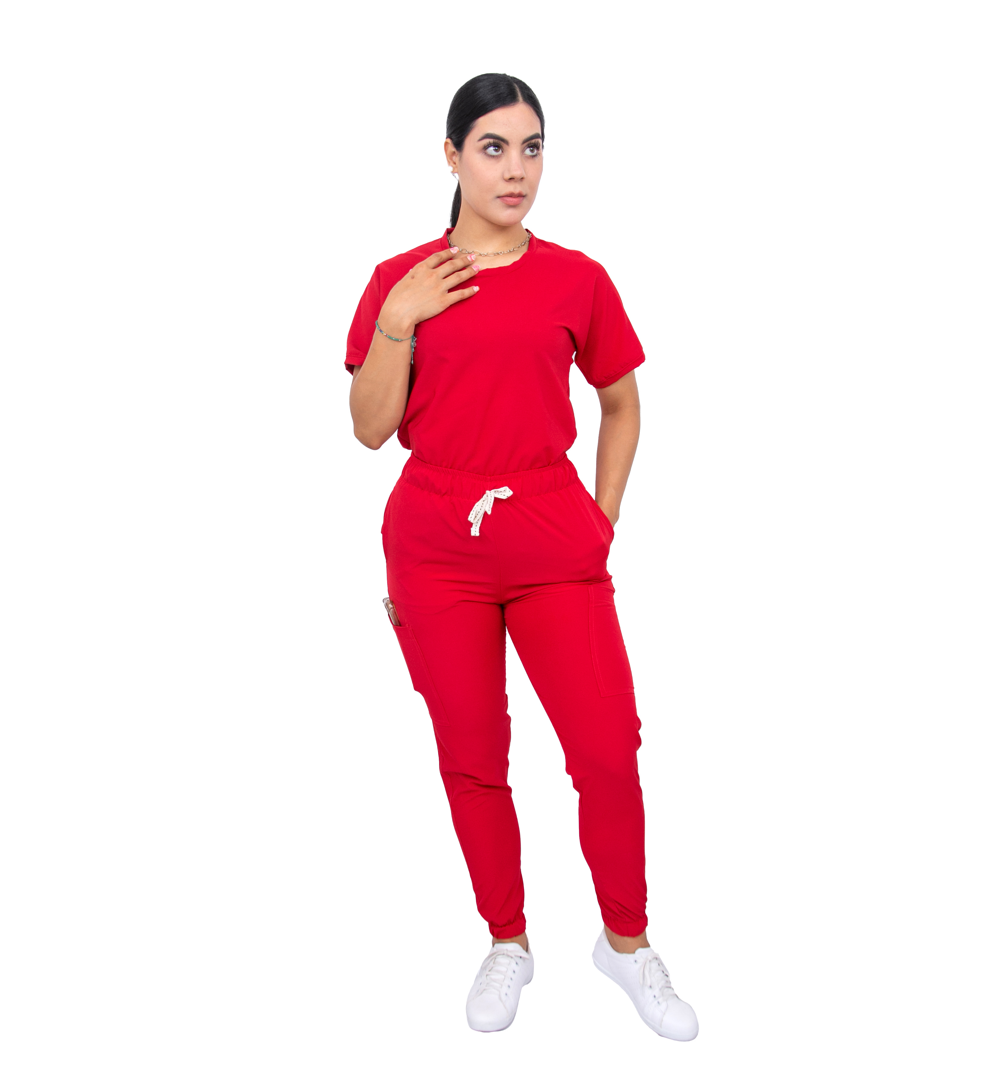 Foto 2 pulgar | Uniforme Quirúrgico Stretch Rojo para Mujer