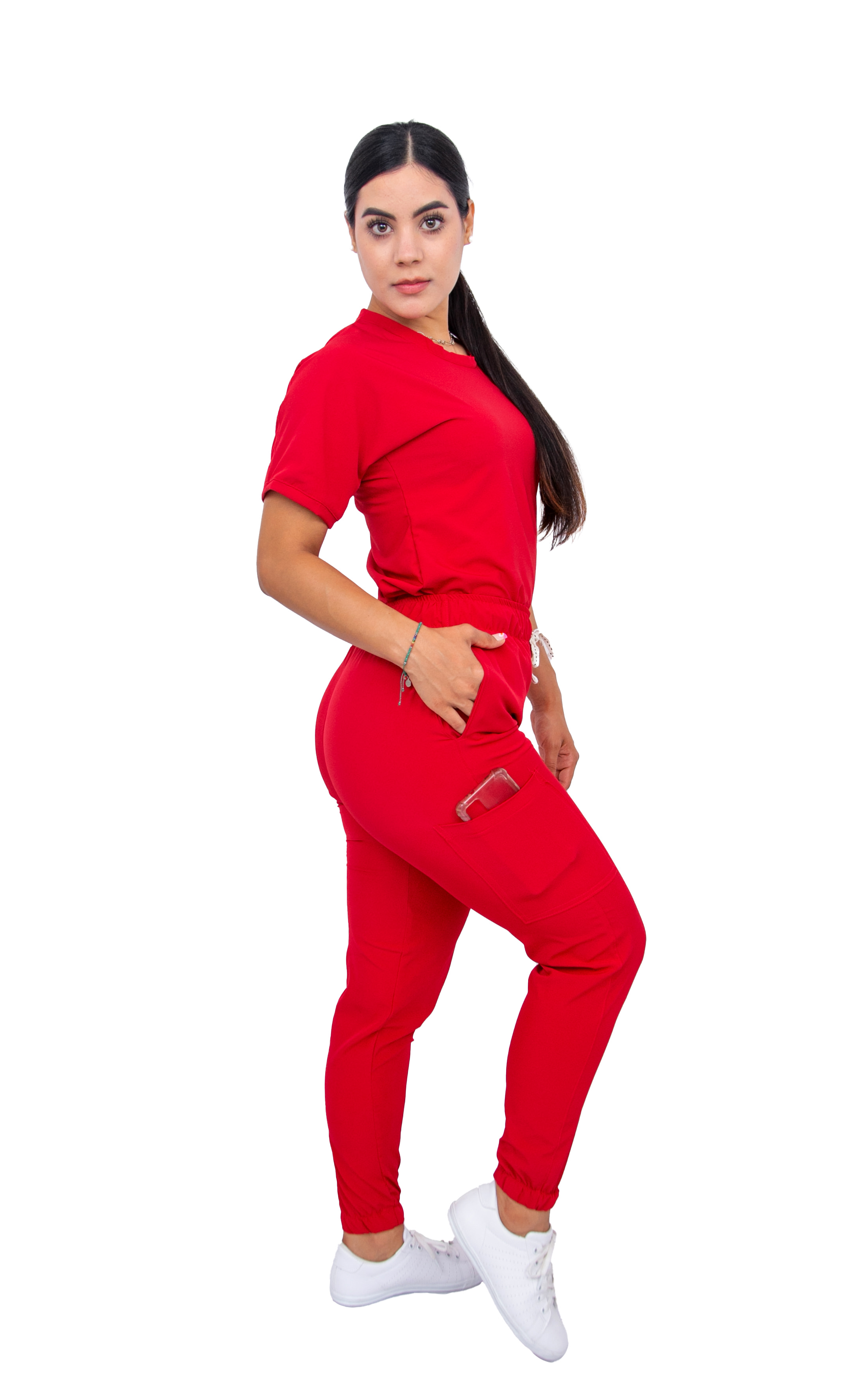 Foto 4 pulgar | Uniforme Quirúrgico Stretch Rojo para Mujer