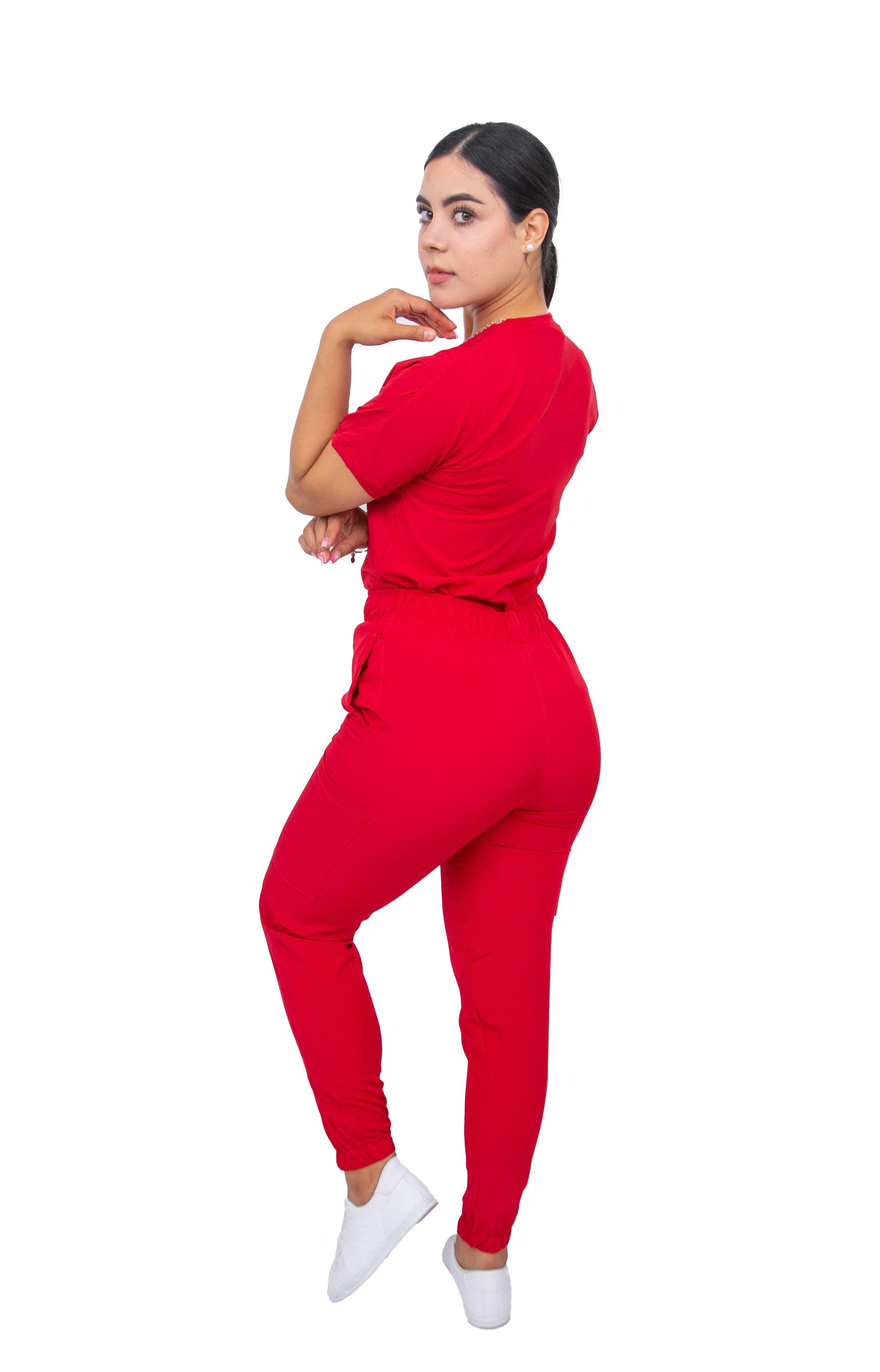 Foto 5 pulgar | Uniforme Quirúrgico Stretch Rojo para Mujer