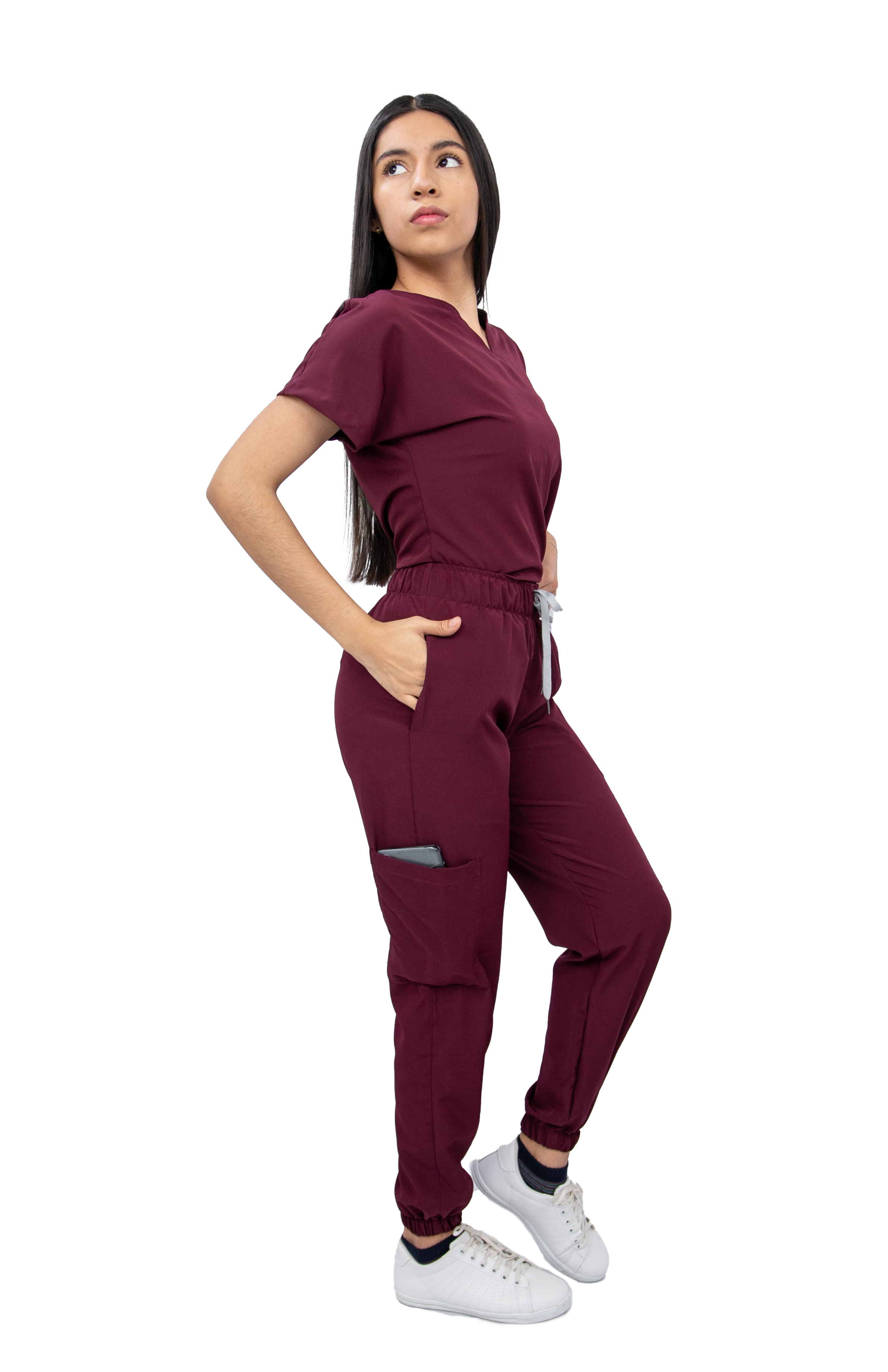 Foto 4 pulgar | Pijama Quirúrgica Antifluido Scrub Vino para Mujer