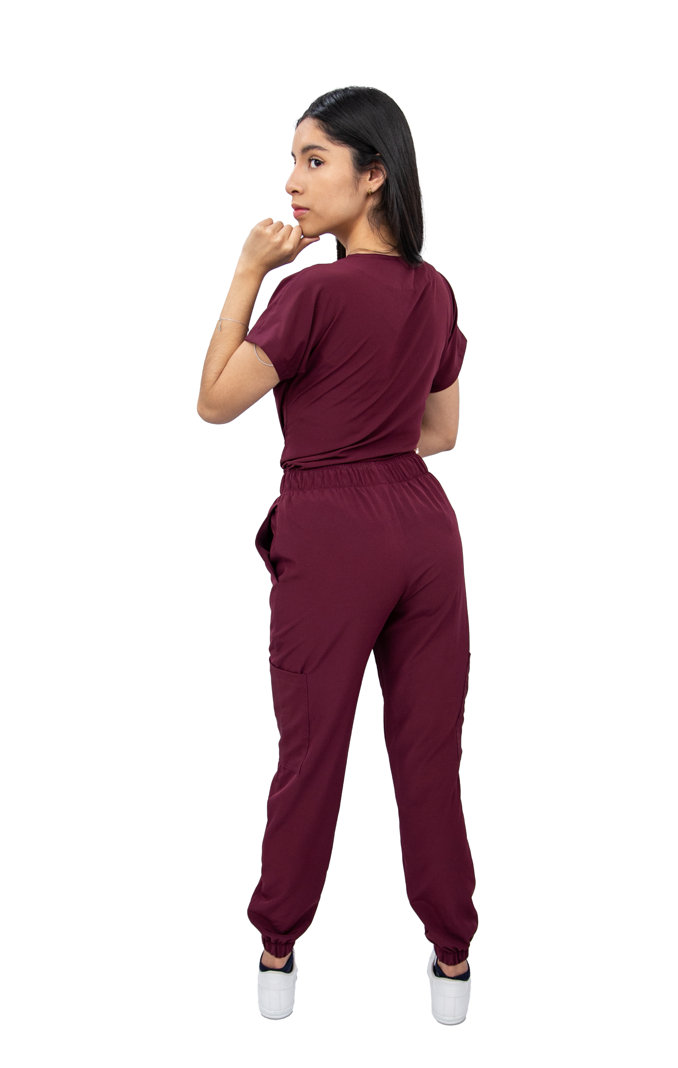 Foto 6 pulgar | Pijama Quirúrgica Antifluido Scrub Vino para Mujer