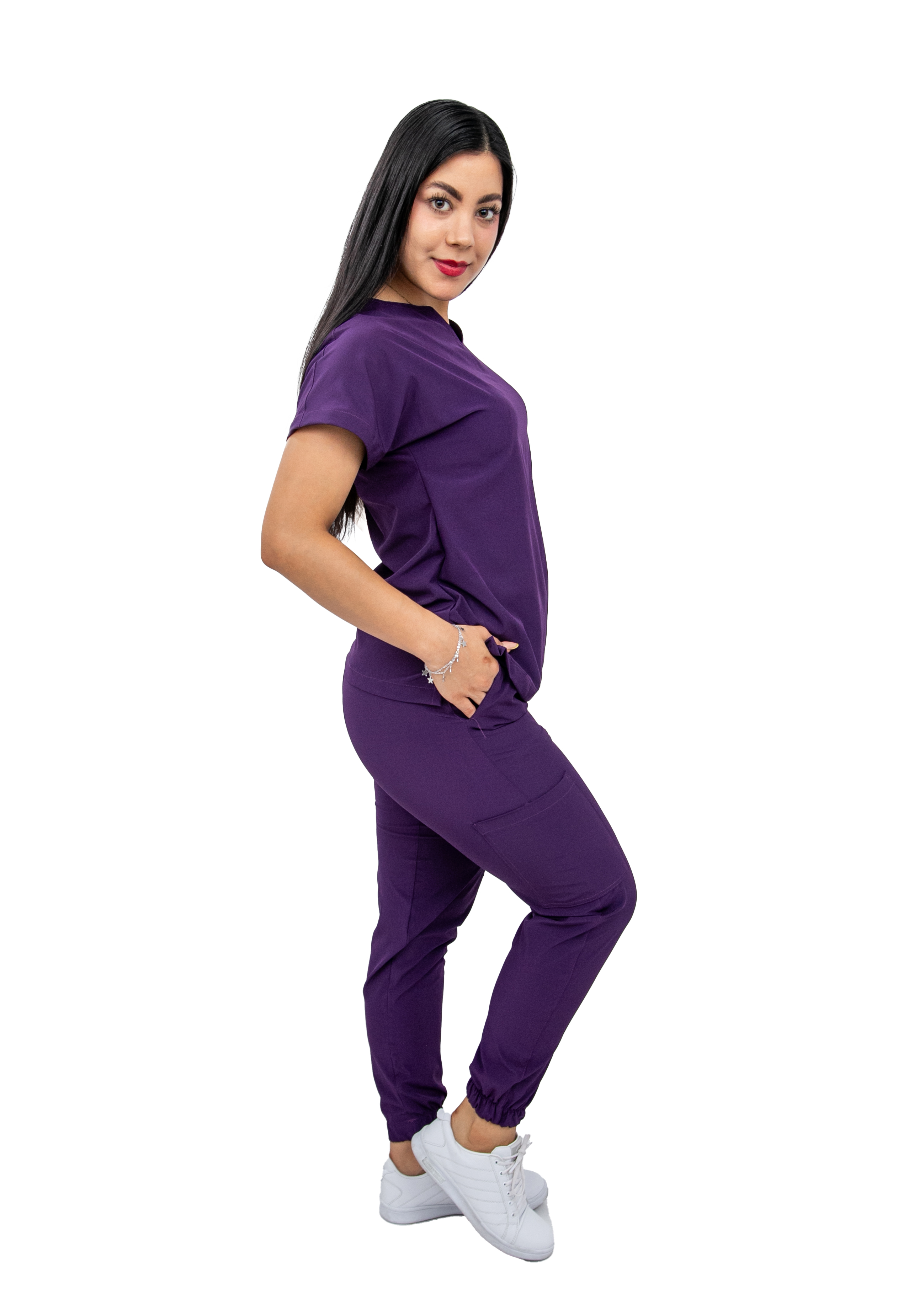 Foto 3 | Pijama Quirúrgica Antifluido Morada para Mujer