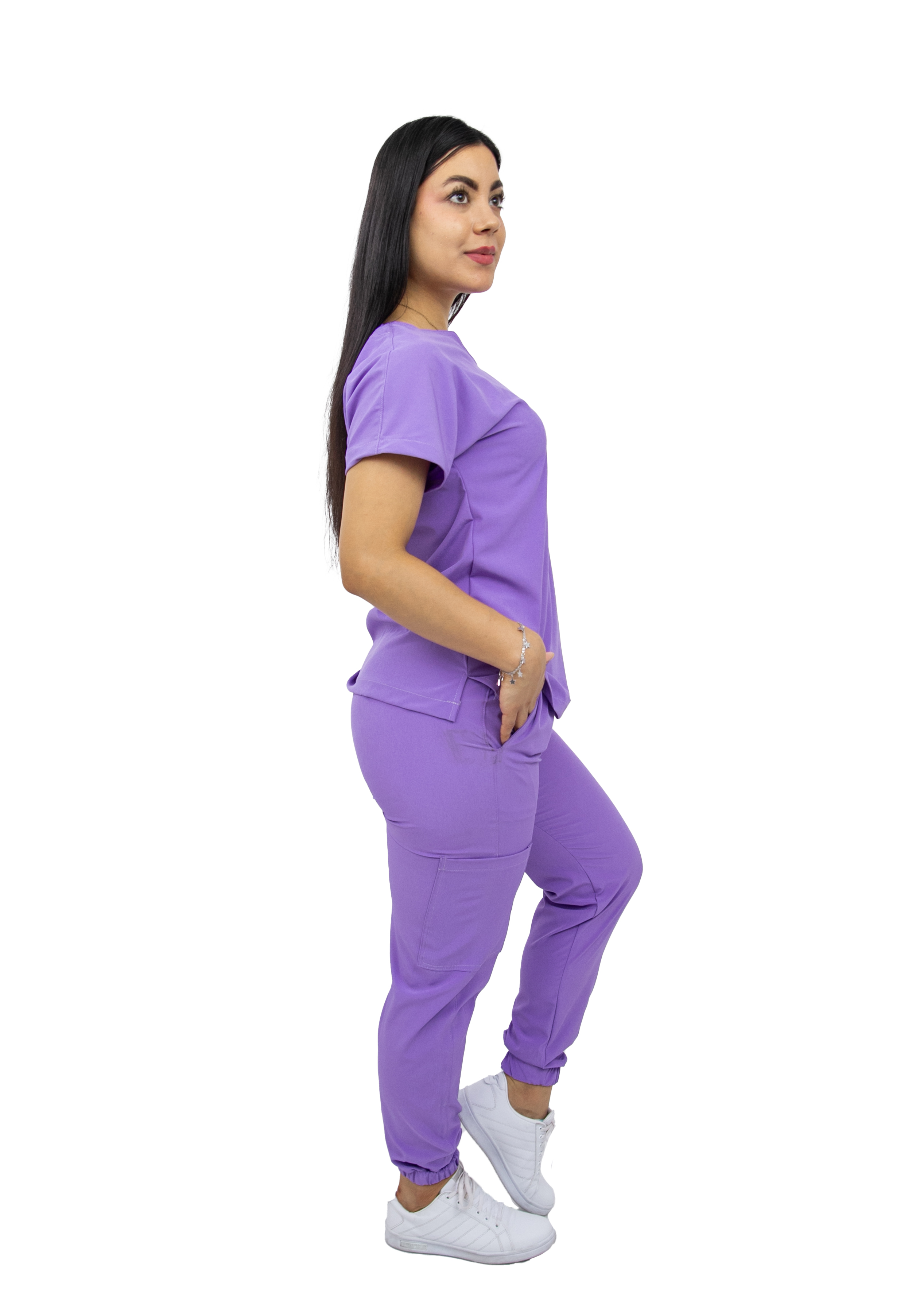 Foto 4 pulgar | Pijama Quirúrgica Antifluido Lila para Mujer