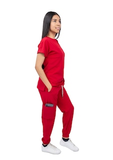 Foto 3 | Pijama Quirúrgica Jogger Stretch Roja para Mujer