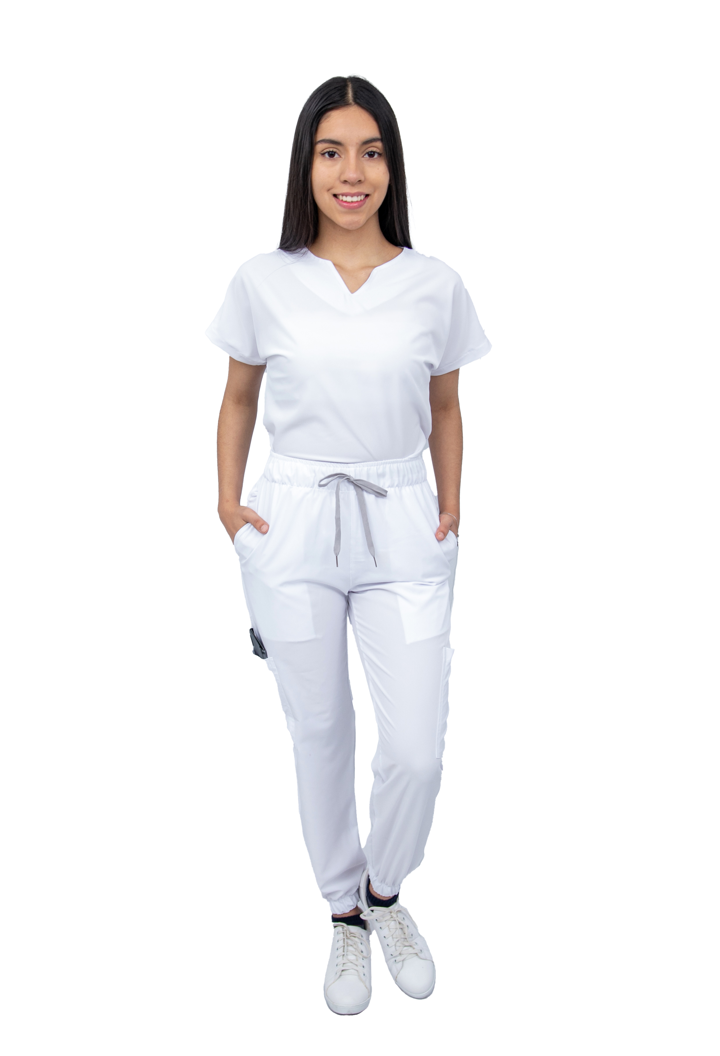 Foto 1 | Pijama Quirúrgica Para Mujer Antifluido Blanca Pantalón Jogger Stretch Scrub Kolorum Modelo Nala