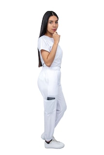 Foto 3 | Pijama Quirúrgica Para Mujer Antifluido Blanca Pantalón Jogger Stretch Scrub Kolorum Modelo Nala