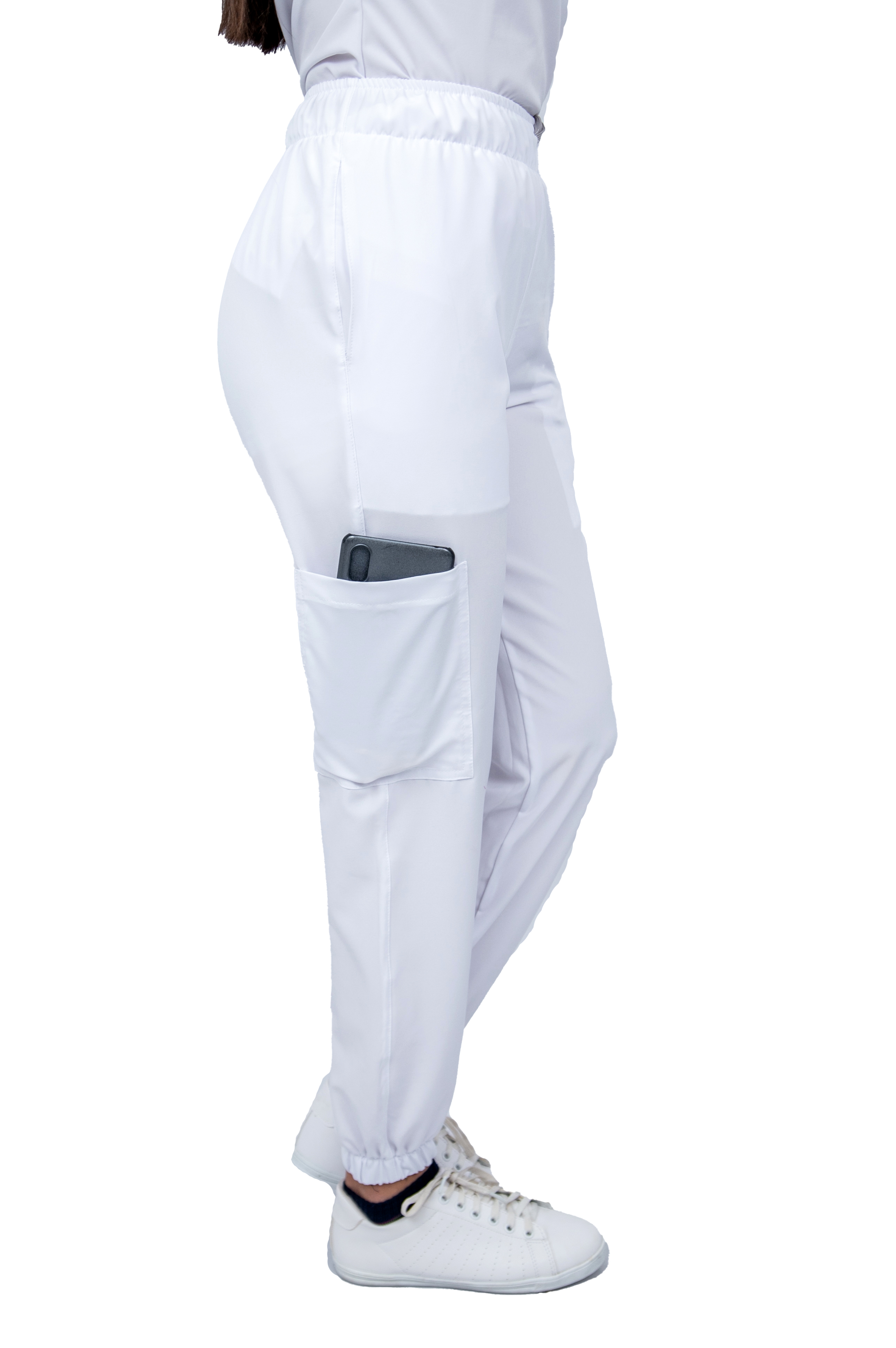 Foto 5 pulgar | Pijama Quirúrgica Para Mujer Antifluido Blanca Pantalón Jogger Stretch Scrub Kolorum Modelo Nala