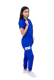 Foto 3 | Pijama Quirúrgica Para Mujer Antifluido Azul Rey Pantalón Jogger Stretch Scrub Kolorum Modelo Mao