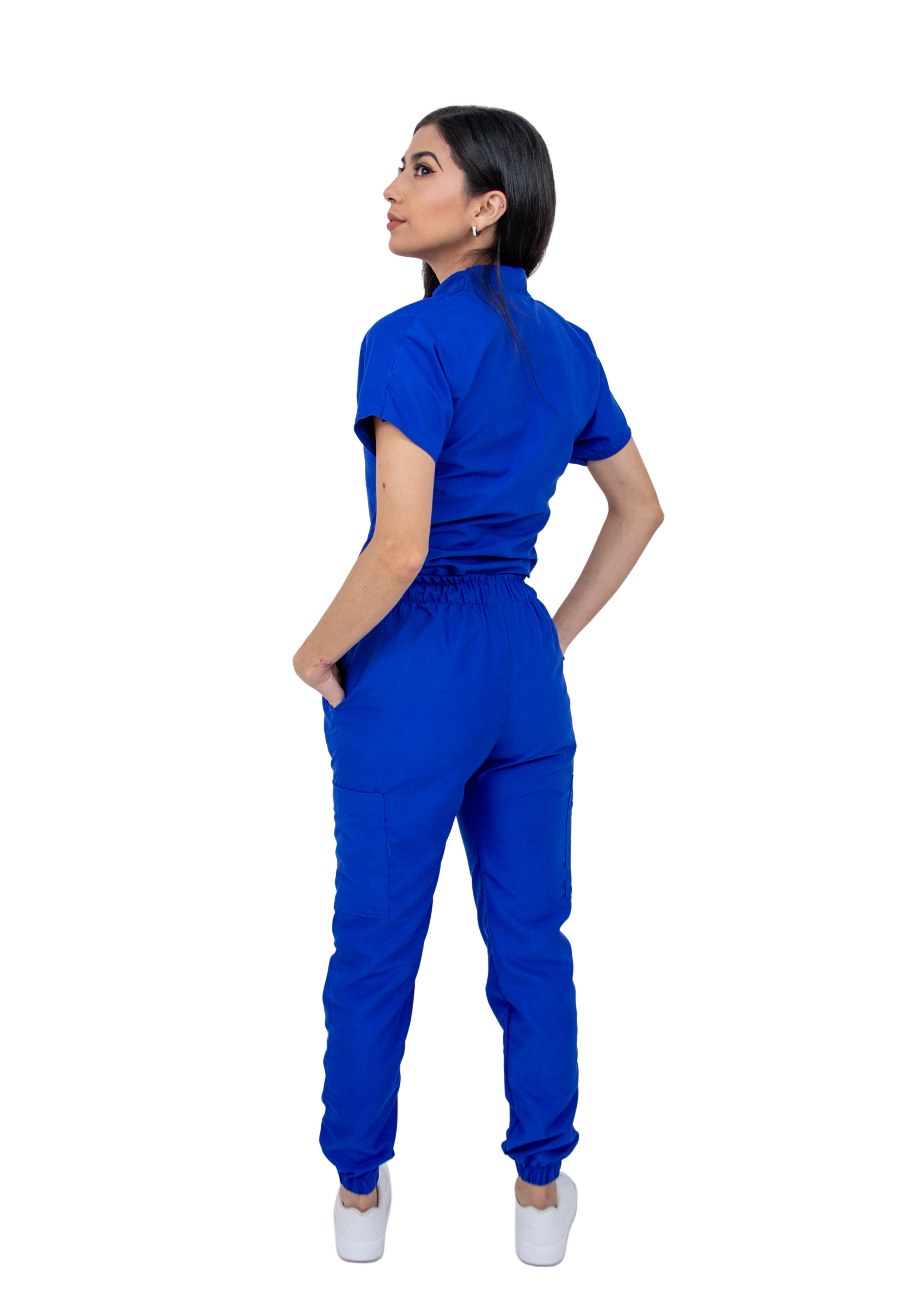 Foto 6 pulgar | Pijama Quirúrgica Para Mujer Antifluido Azul Rey Pantalón Jogger Stretch Scrub Kolorum Modelo Mao