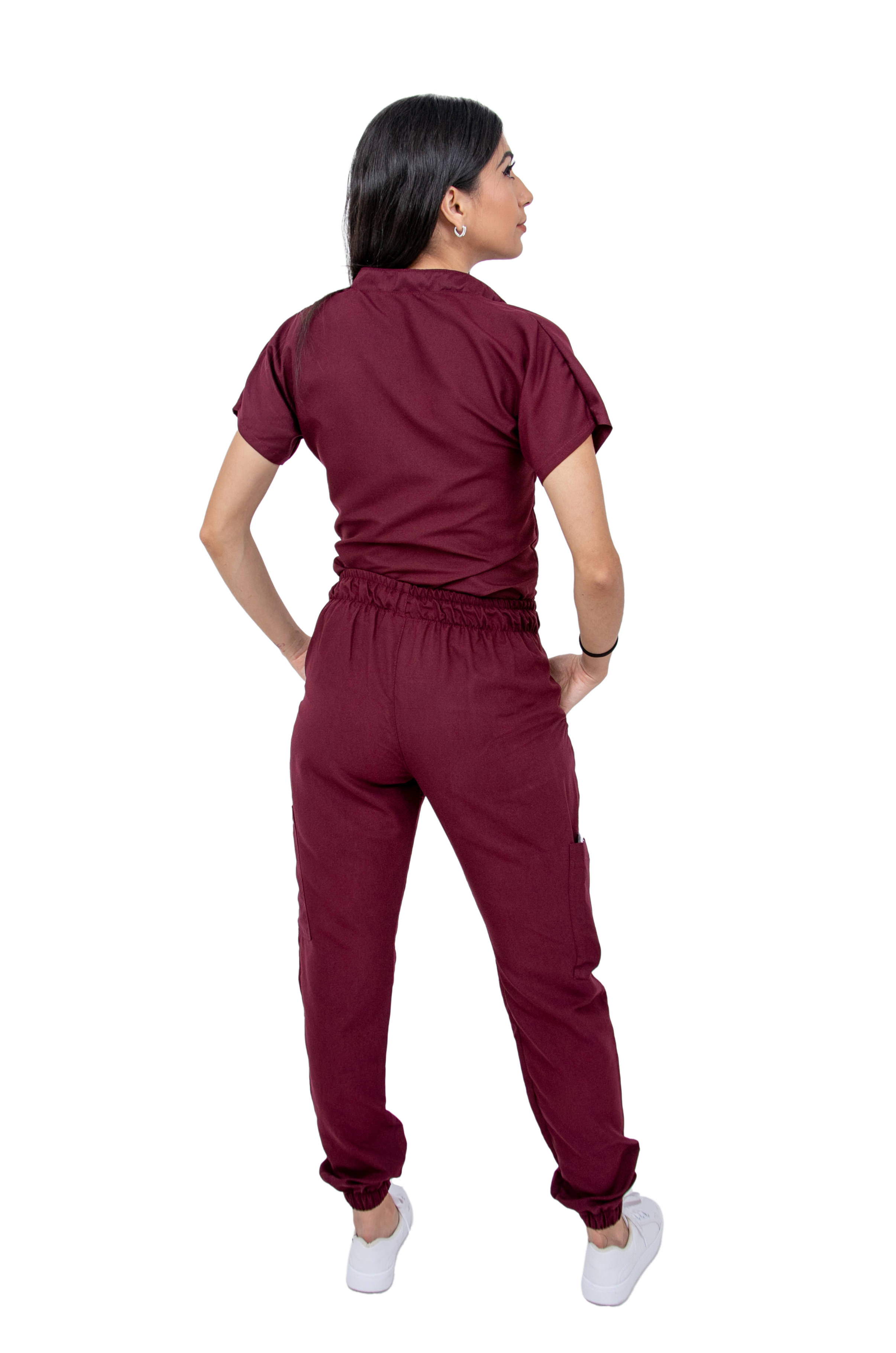 Foto 6 pulgar | Pijama Quirúrgica Para Mujer Antifluido Vino Pantalón Jogger Stretch Scrub Kolorum Modelo Mao