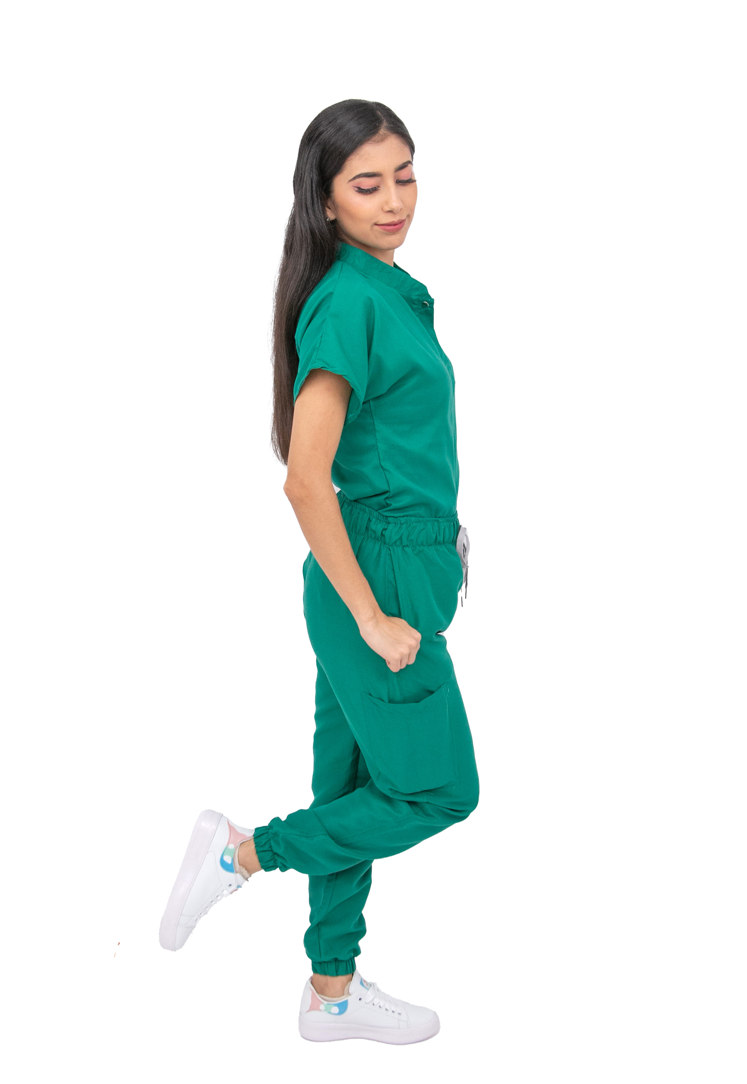 Foto 4 pulgar | Pijama Quirúrgica Para Mujer Antifluido Verde Jade Pantalón Jogger Stretch Scrub Kolorum Modelo Mao
